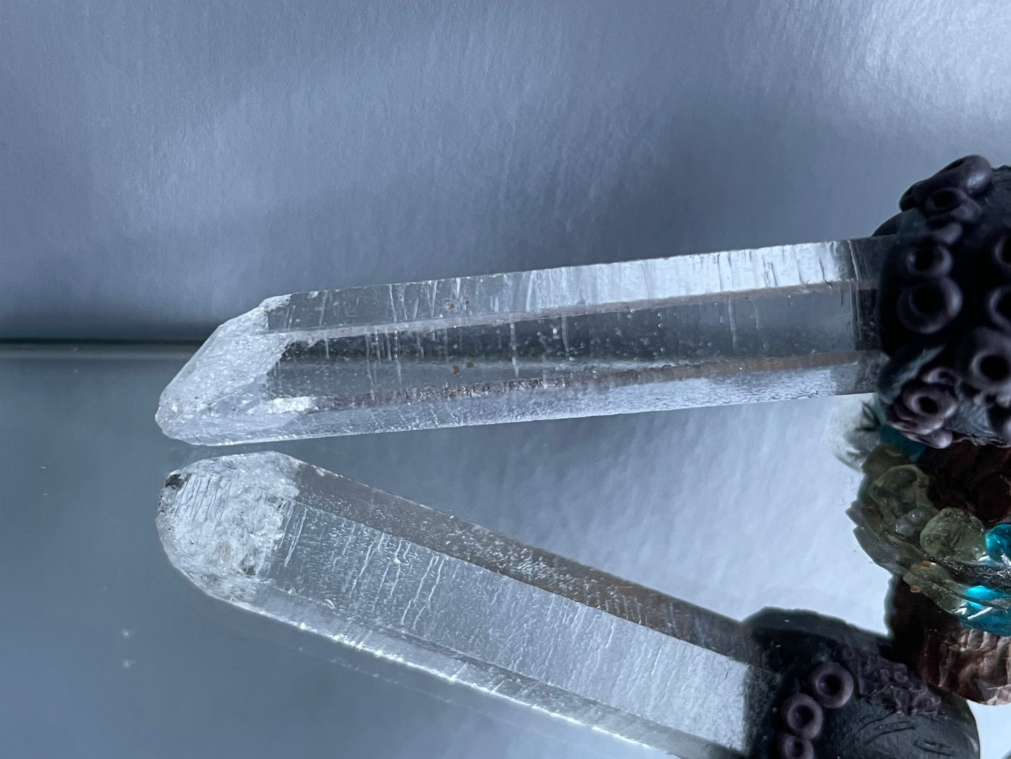 Tanzanite Lemurian Quartz Crystal Gemstone Dark Coral Necklace (Certified)