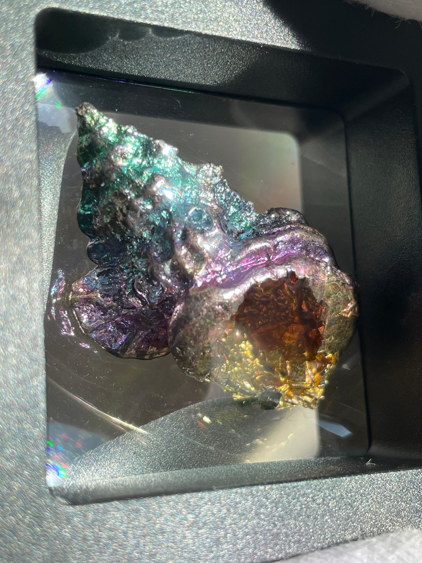 Rainbow Bismuth Crystal Tulip Sea Shell Metal Art Sculpture