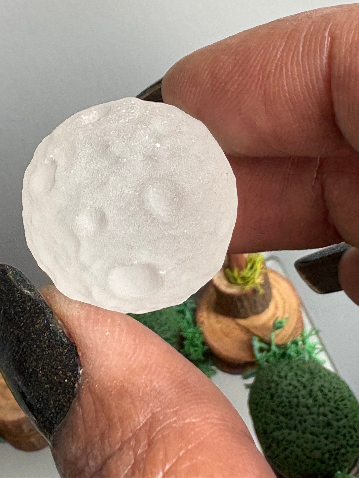 Quartz Crystal Gemstone Mini Full Moon Carving