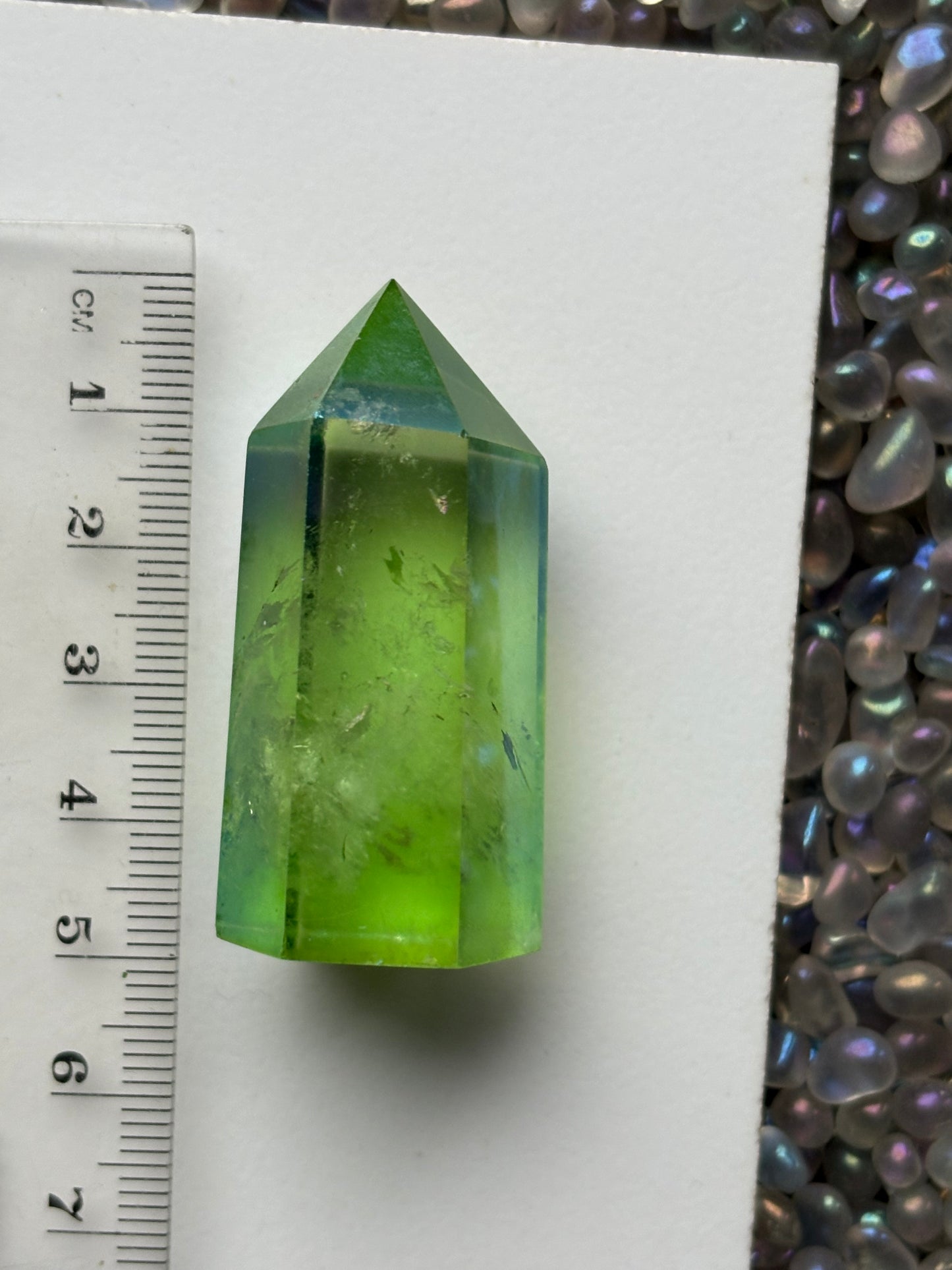 Apple Green Aura Quartz Crystal Gemstone Tower Point (1)