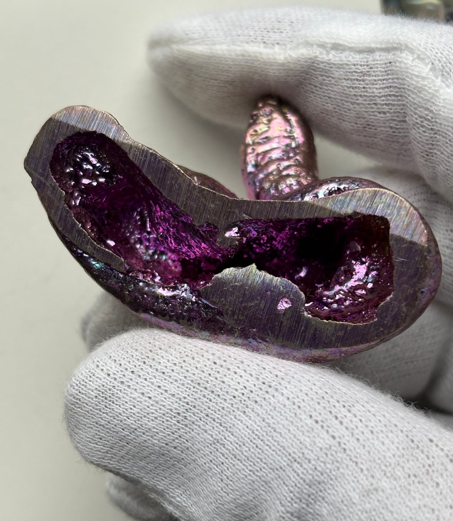 Purple Bismuth Crystal Coil Snake Metal Art Sculpture