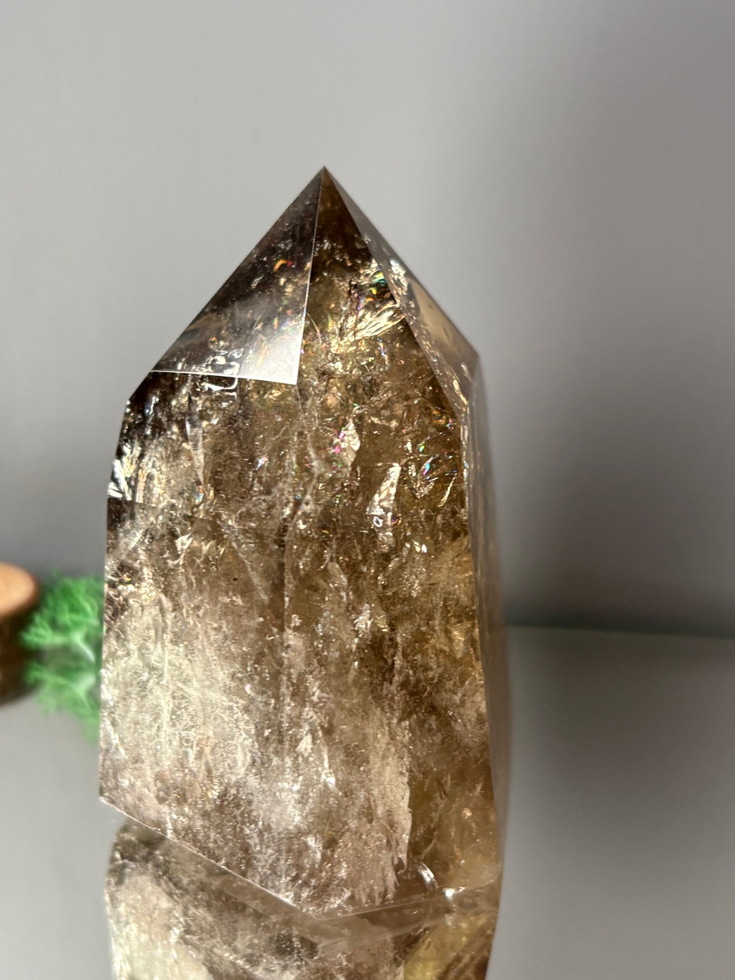 Rainbow Phantom Smoky Citrine Crystal Gemstone Tower Point - P3