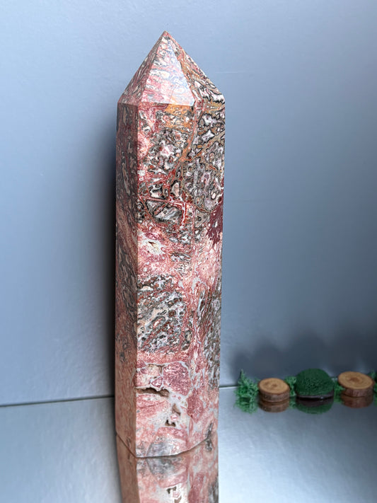 Leopard Skin Jasper Crystal Gemstone Tower Point - L2