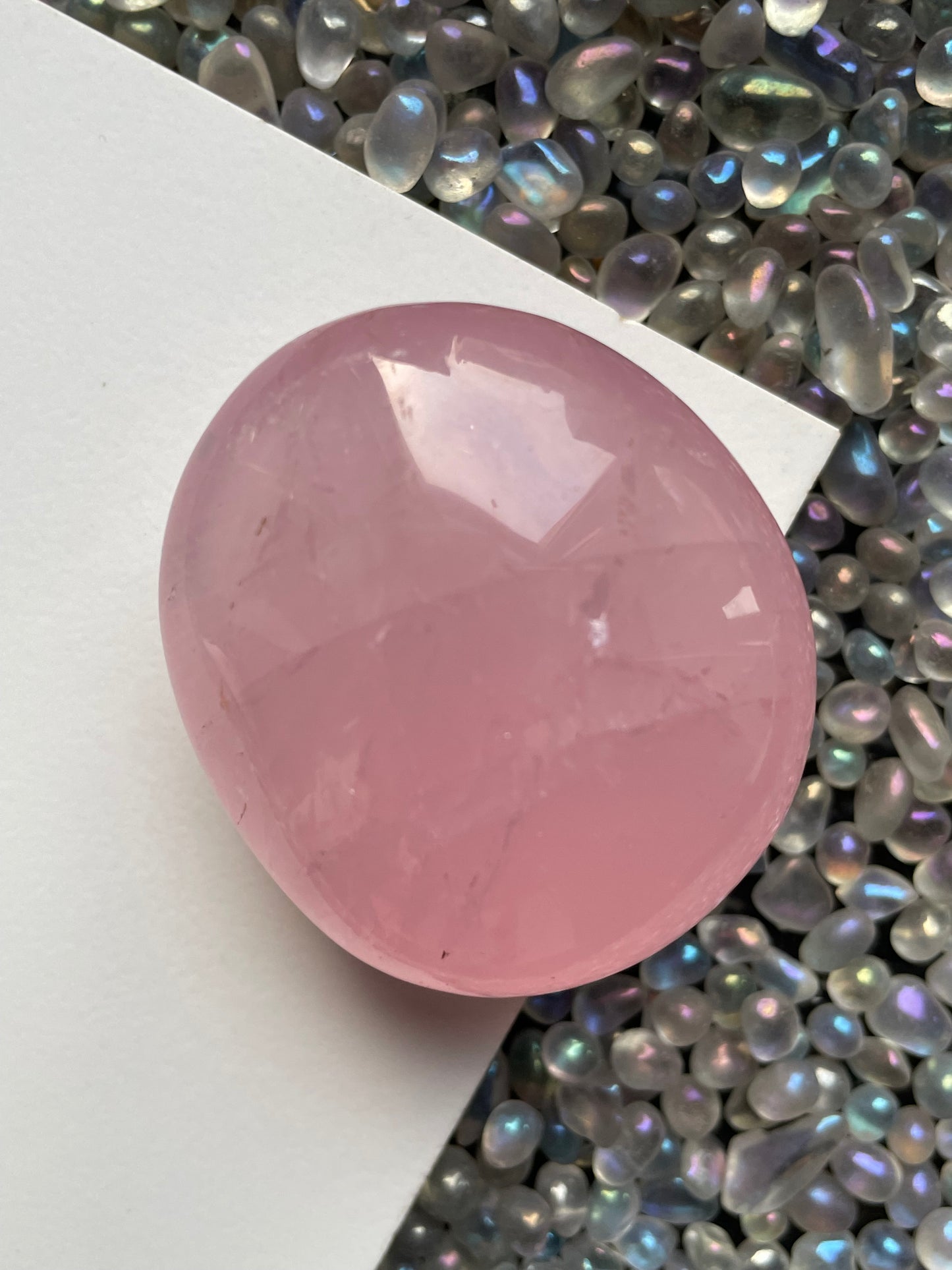 Star Rose Quartz Crystal Gemstone - Palm Stone - (1)