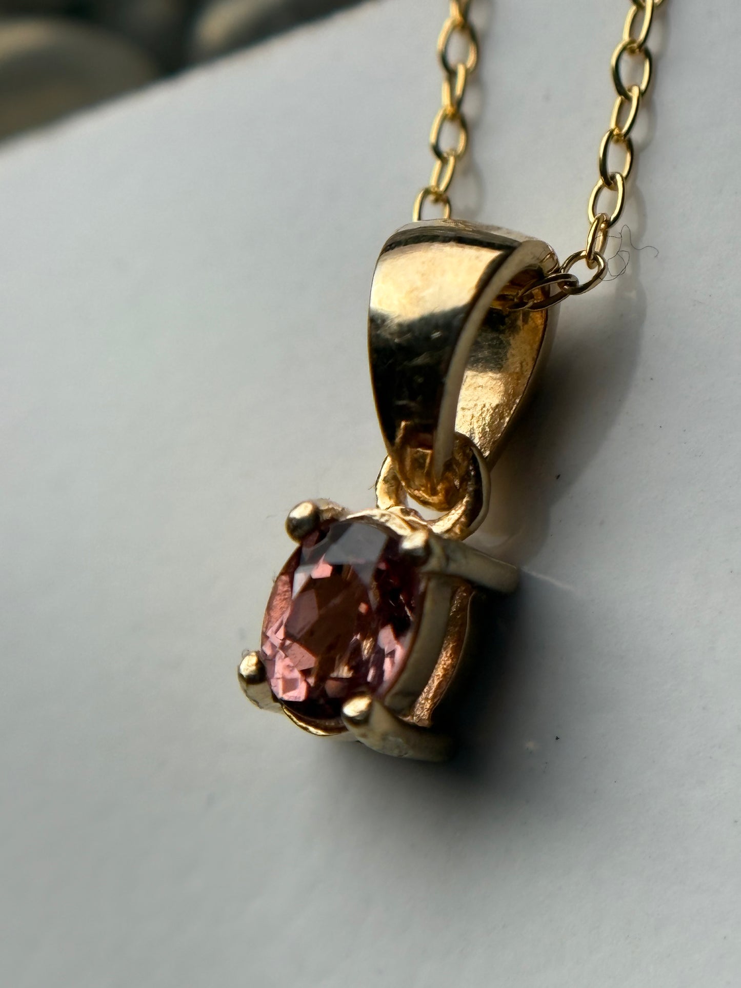 Orange Pink Spinel Oval Gemstone Gold 925 Sterling Silver Necklace