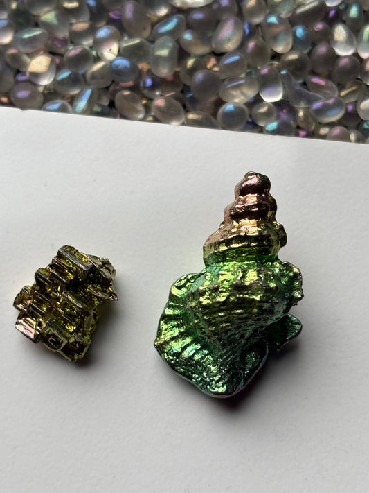 Bismuth Tulip Sea Shell Sculpture & Mini Crystal Gift Set