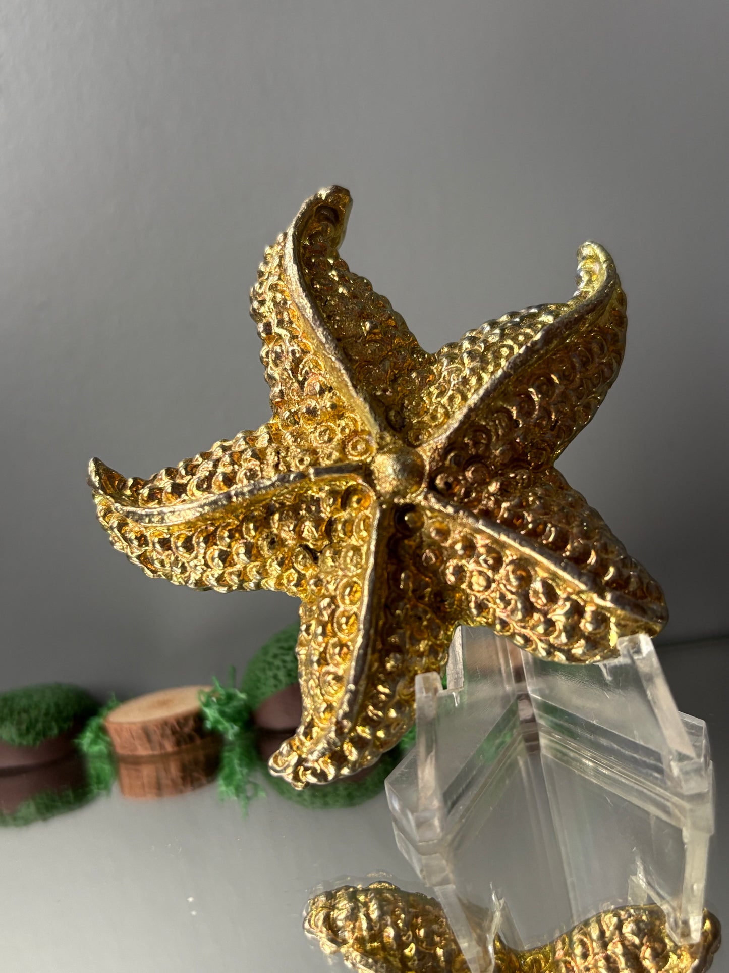 Gold Bismuth Crystal Large Starfish Metal Art Sculpture