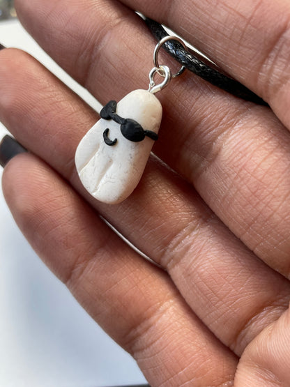 Tiny Cool Ghost Clay Charm Necklace