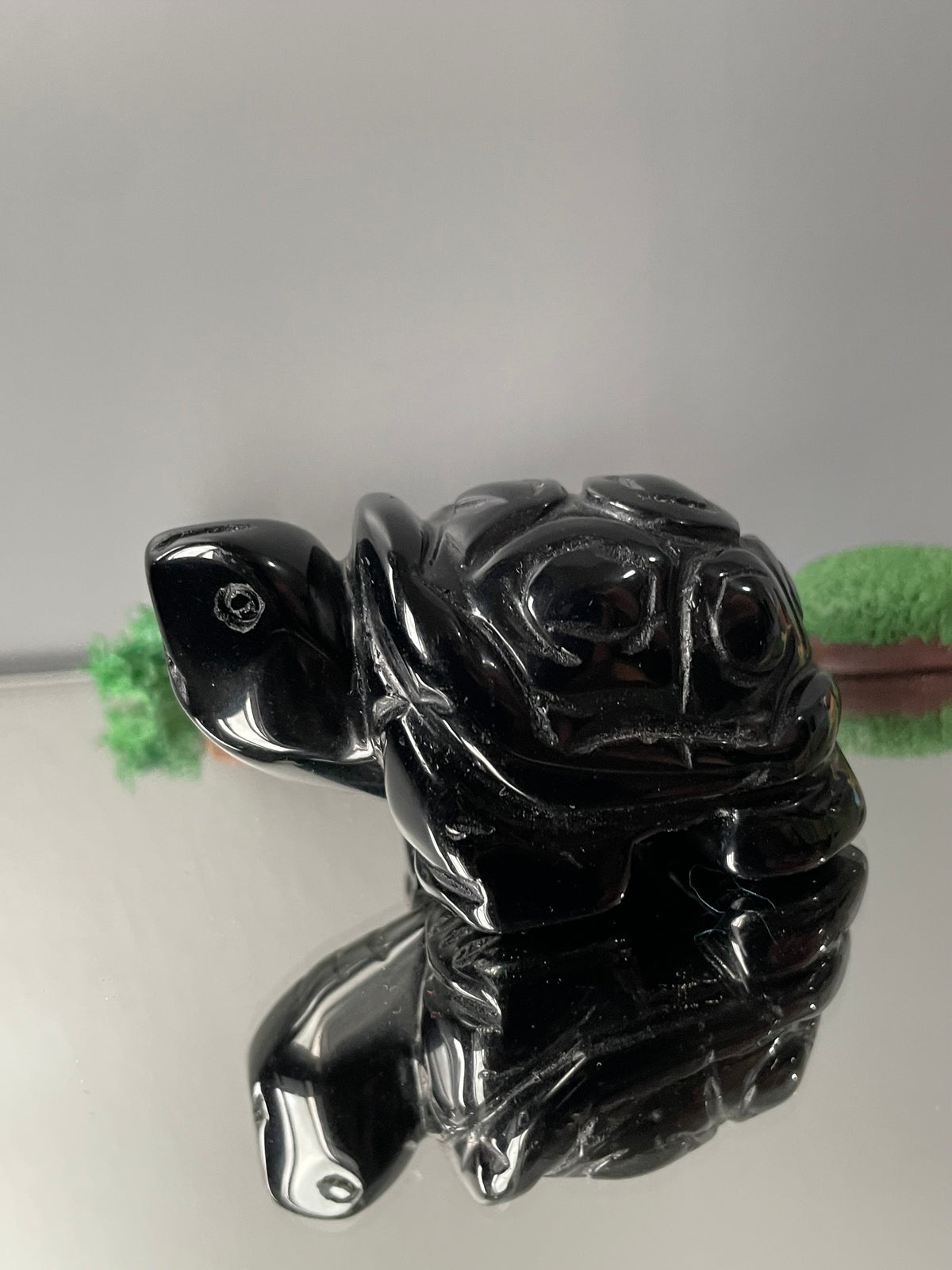Black Obsidian Gemstone Crystal Turtle Animal Carving Large