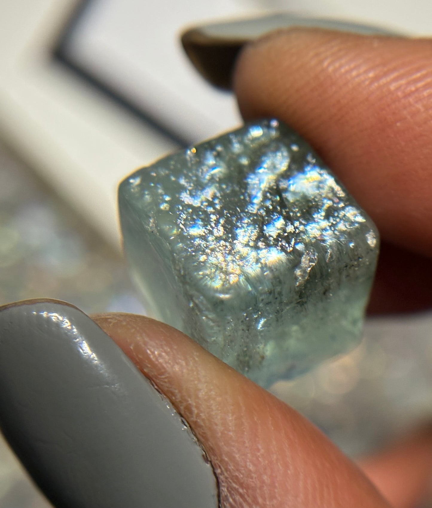 Aquamarine Chlorite Gemstone Crystal Tumbled Cube