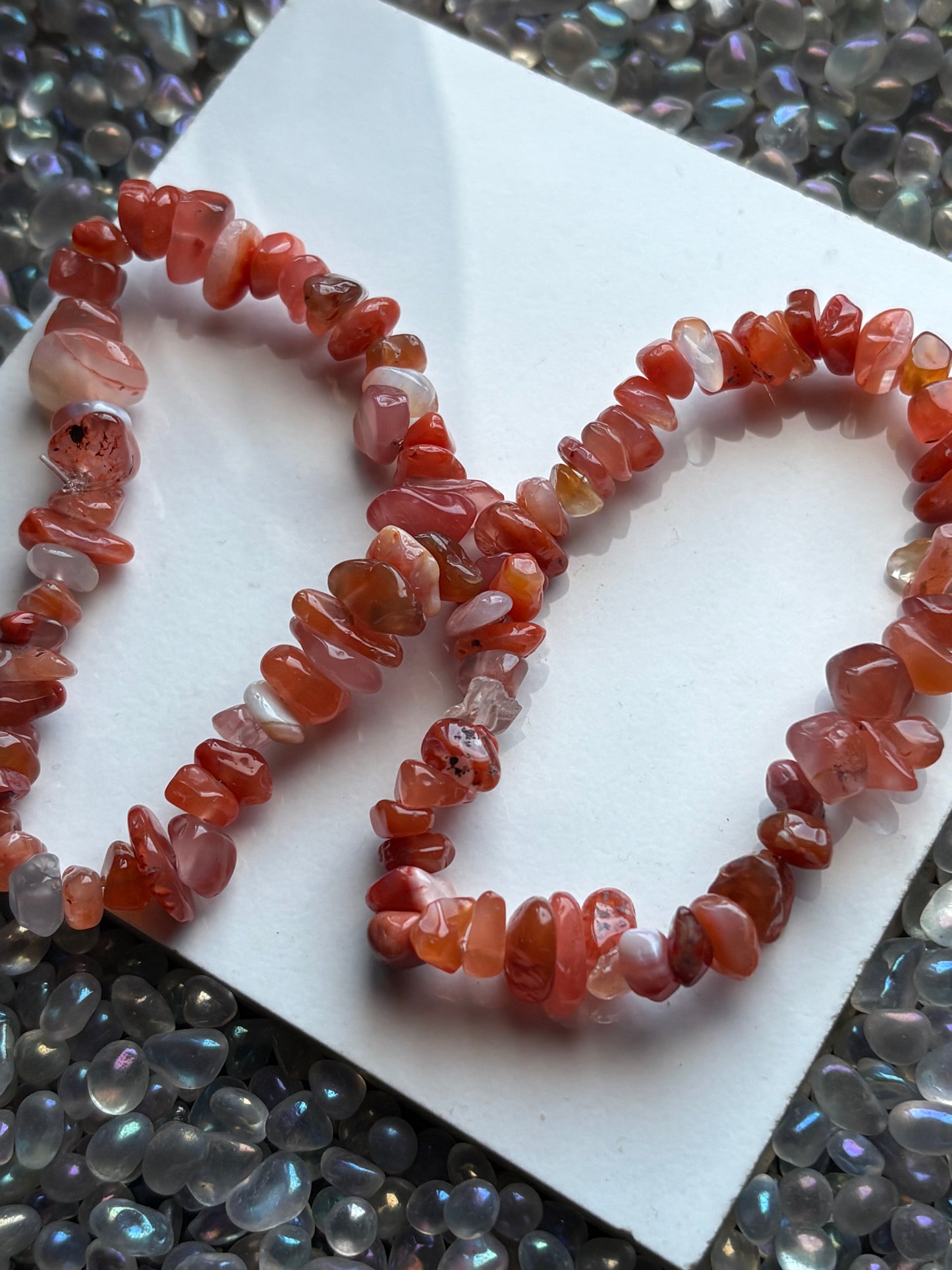 Carnelian Rough Crystal Gemstone Stretch Bracelet