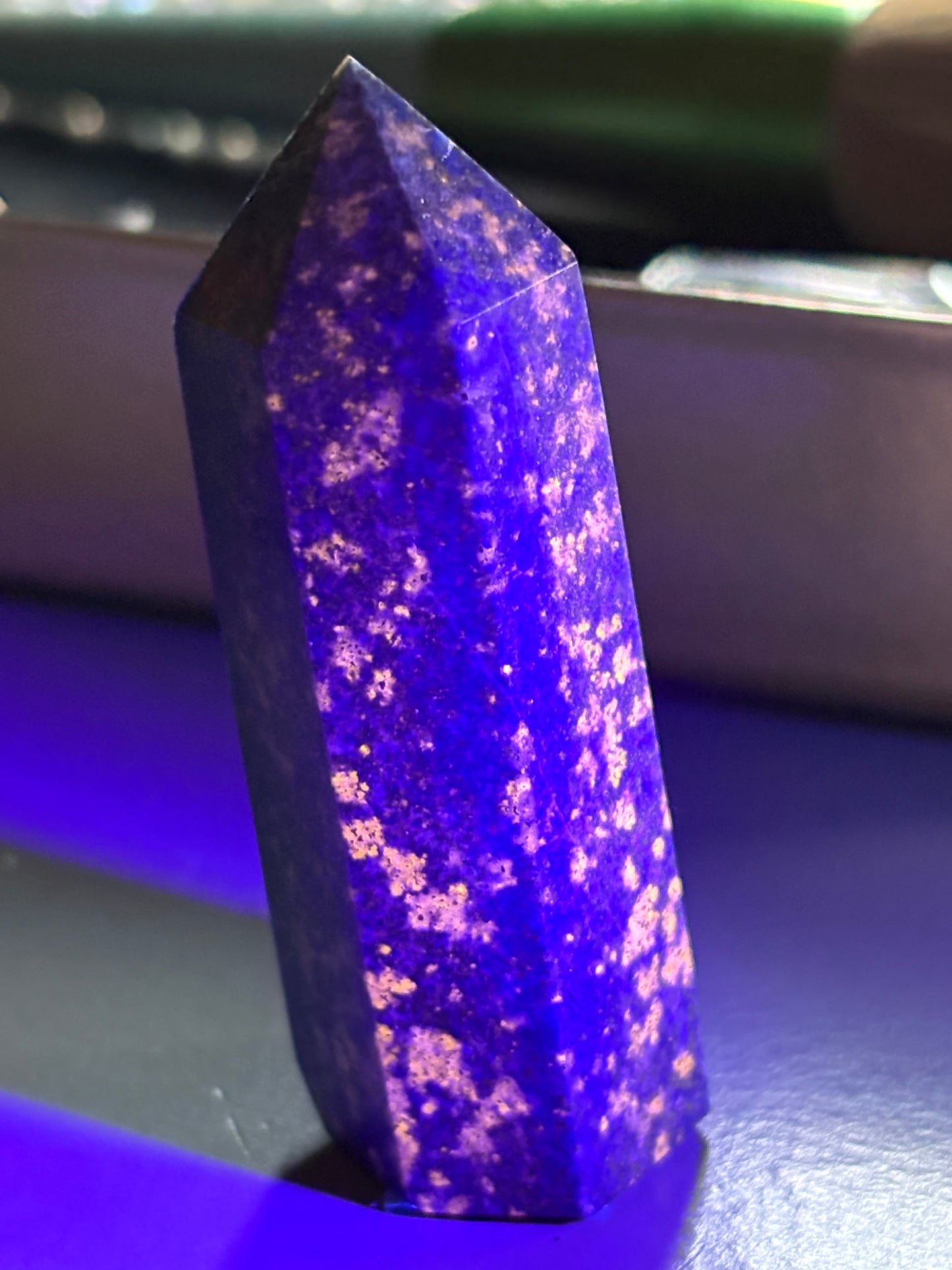 Lapis Lazuli Gemstone Crystal Tower Point (4) - UV REACTIVE