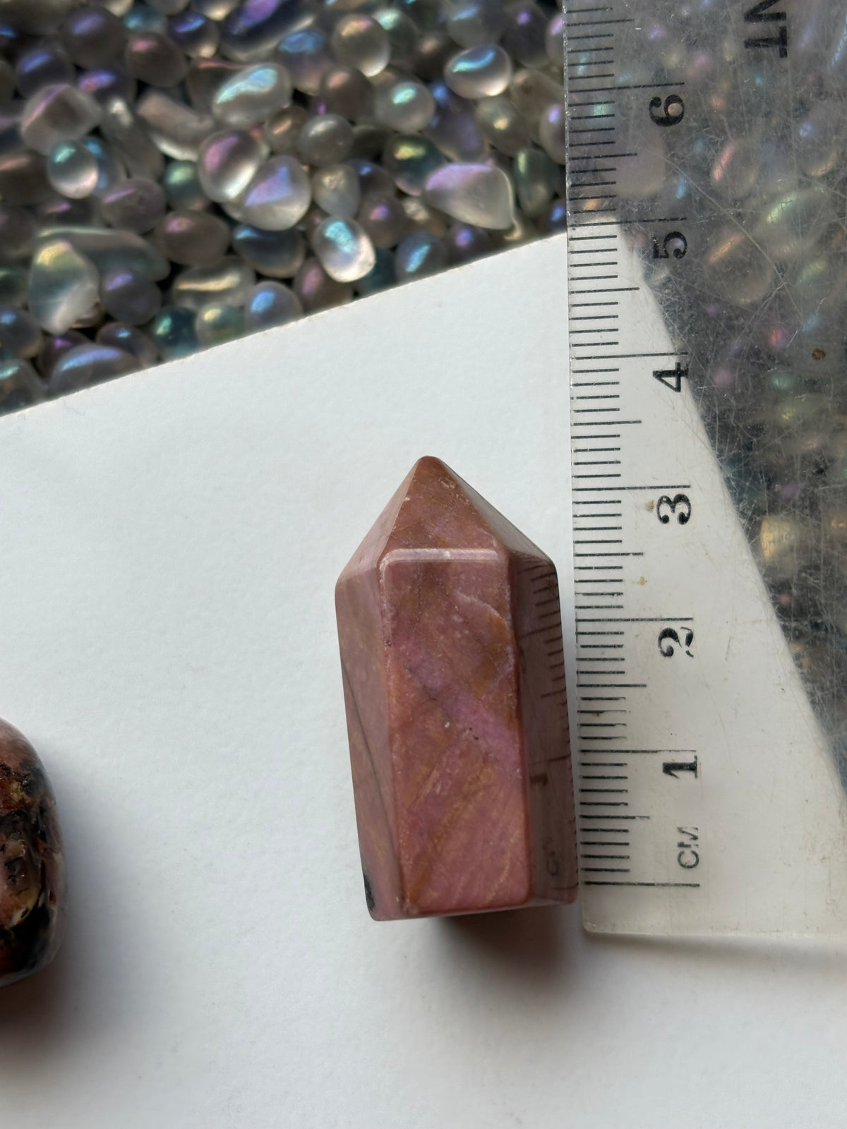 Rhodonite Gemstone Crystal Mini Point Tower & Tumbled Stone - Gift Set (1)