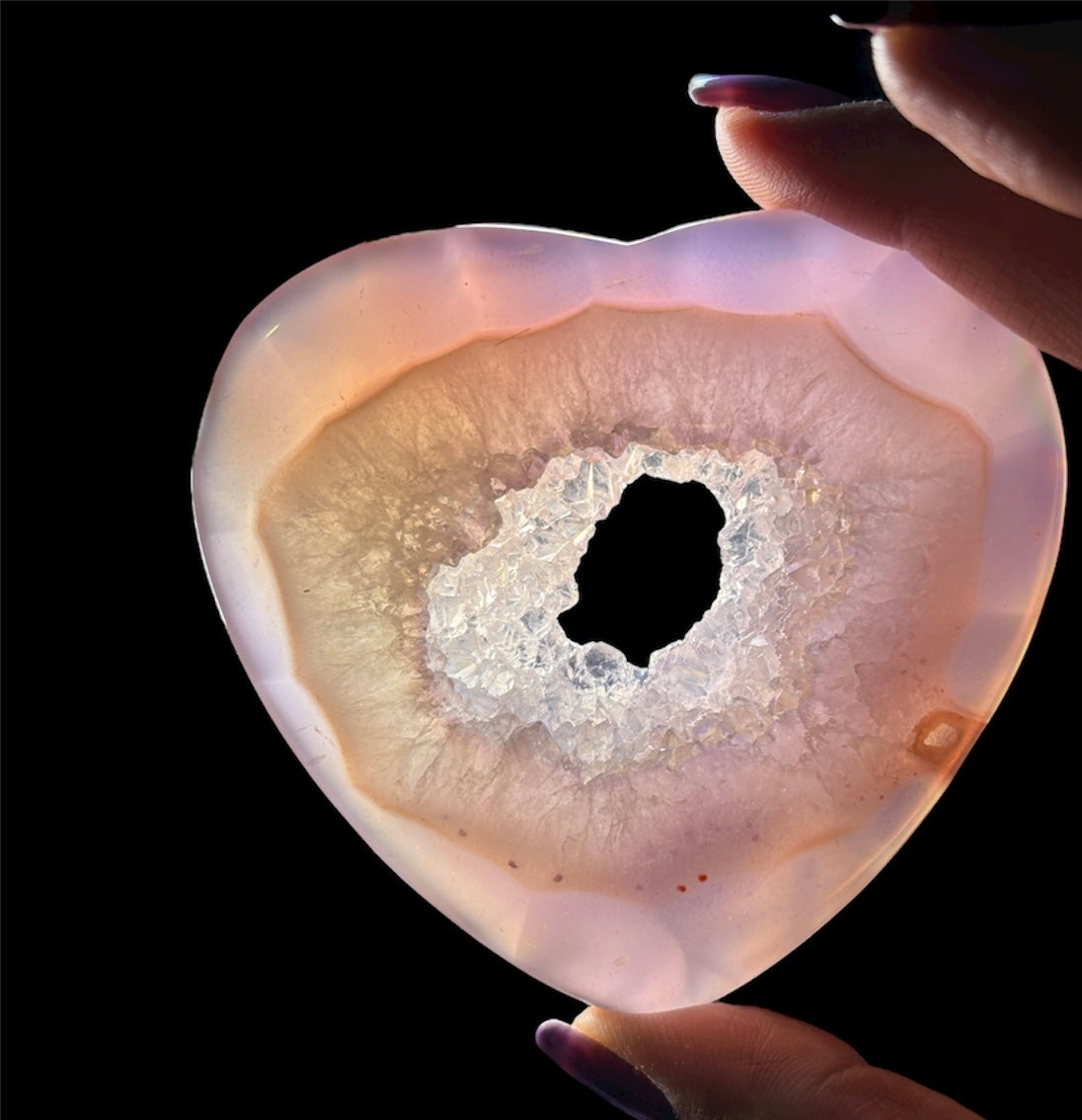 Angel Aura Druzy Agate Crystal Gemstone Heart Carving Medium