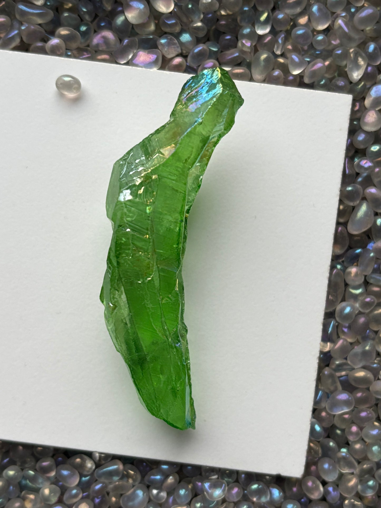 Green Aura Quartz Rough Gemstone Crystal Unicorn Tear - Large