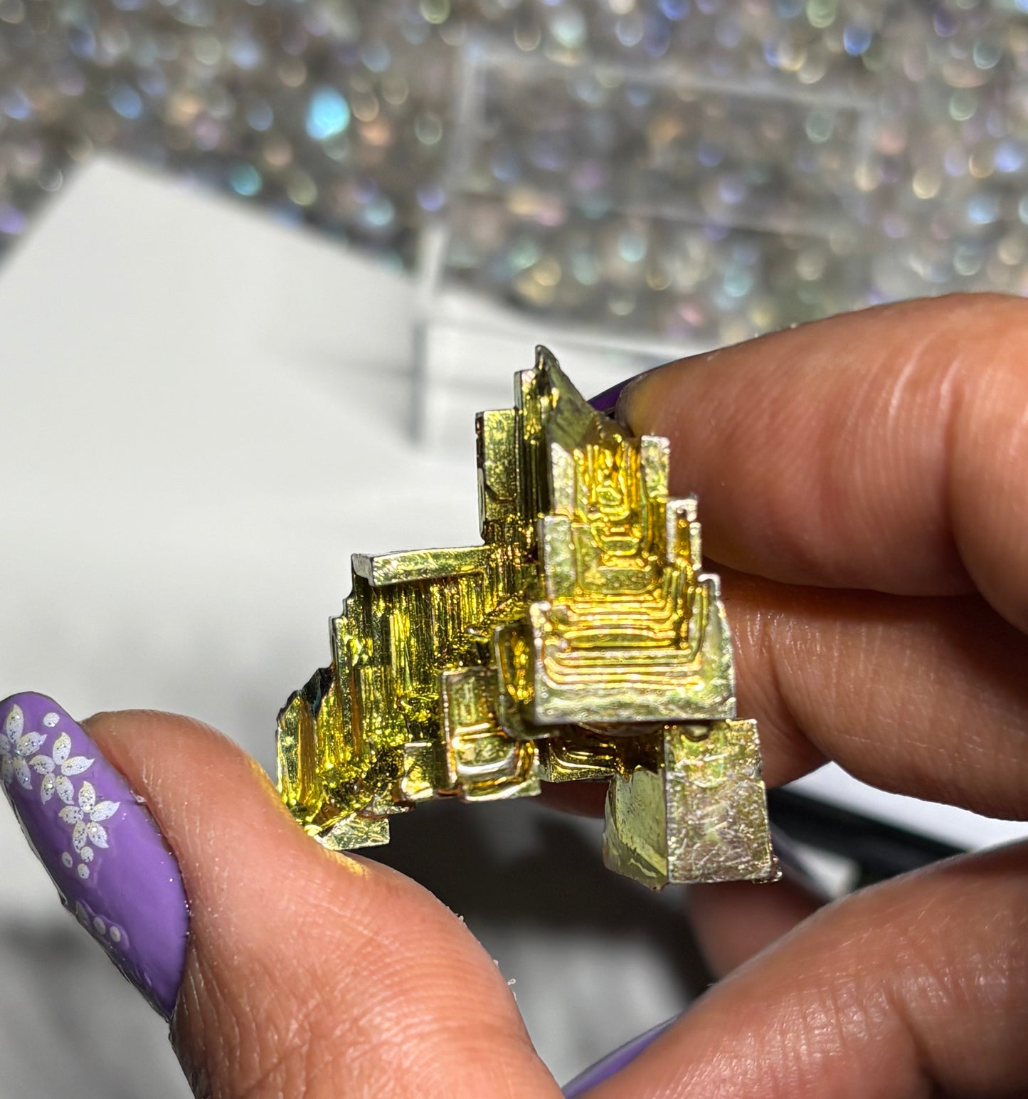 Gold Bismuth Mini Crystal Specimen Metal Art G2