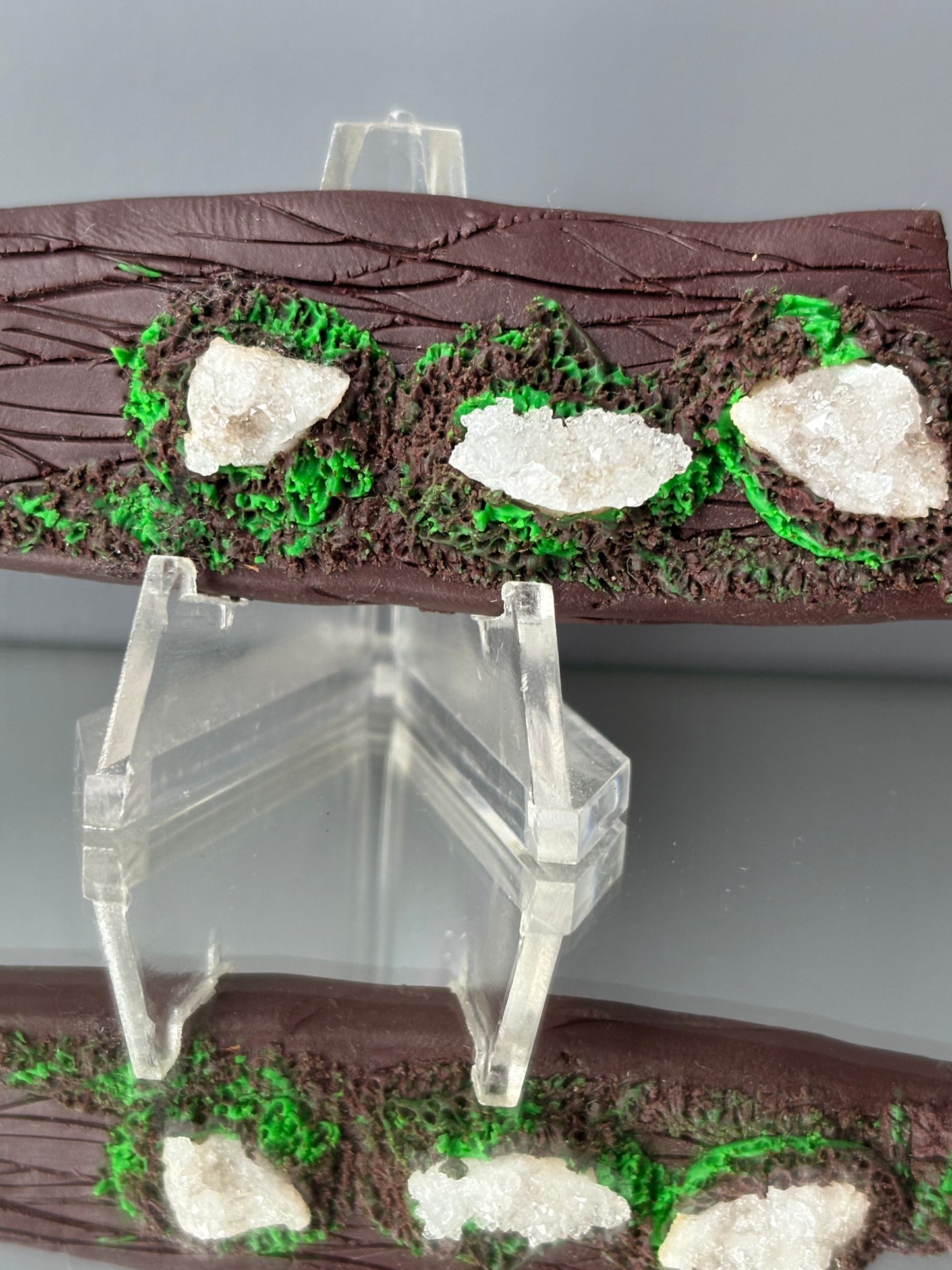 Druzy Quartz Crystal Gemstone Enchanted Forest Wooden Clay Knife