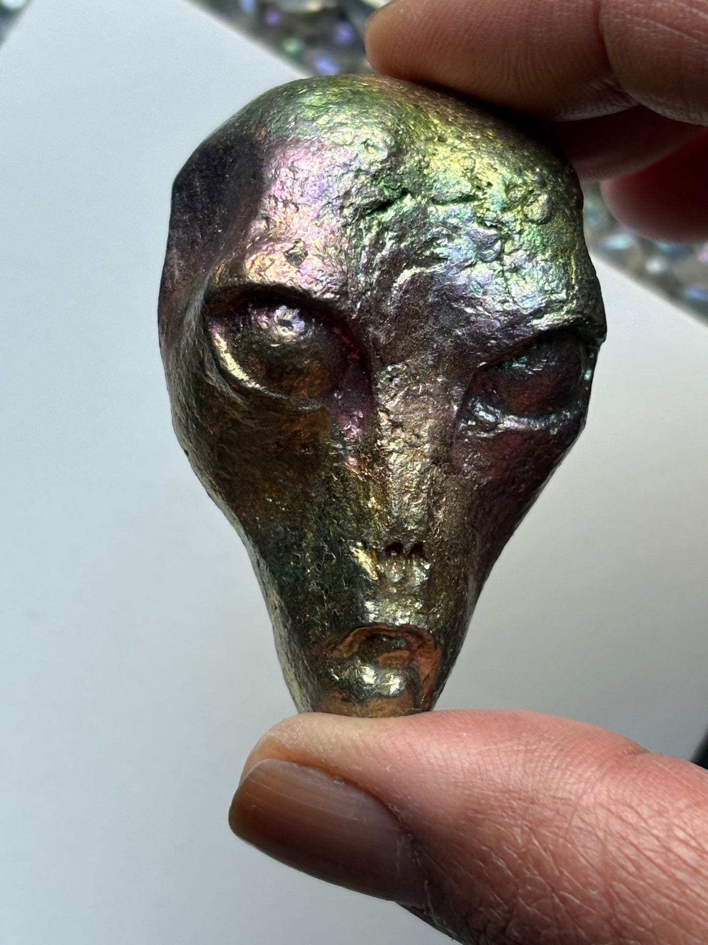Rainbow Bismuth Crystal Alien Metal Art Sculpture