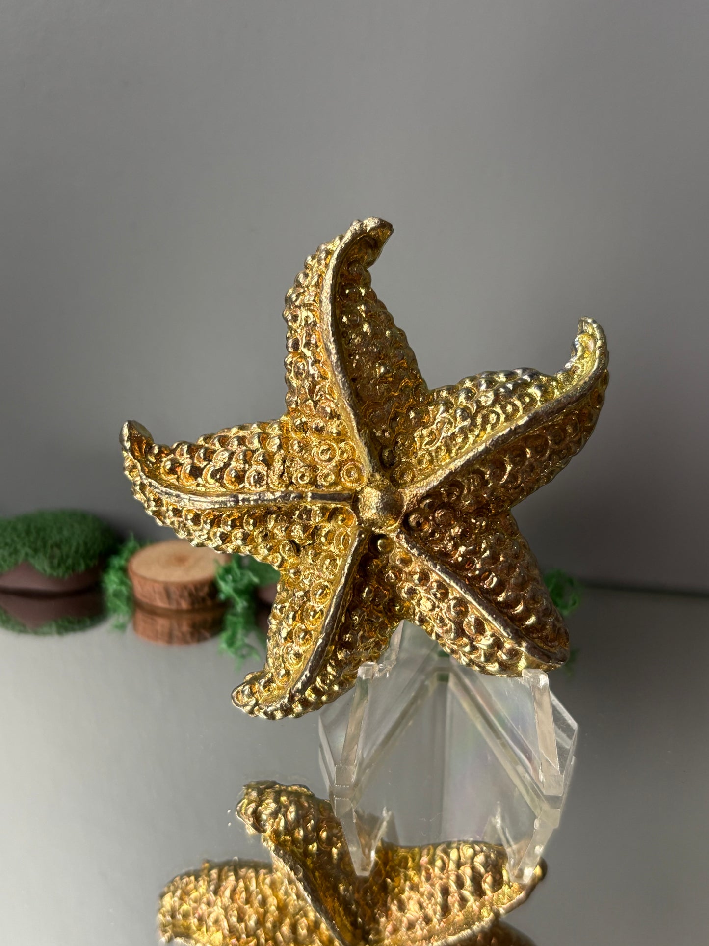 Gold Bismuth Crystal Large Starfish Metal Art Sculpture