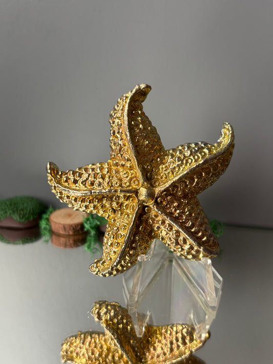 Gold Bismuth Crystal Large Starfish Metal Art Sculpture