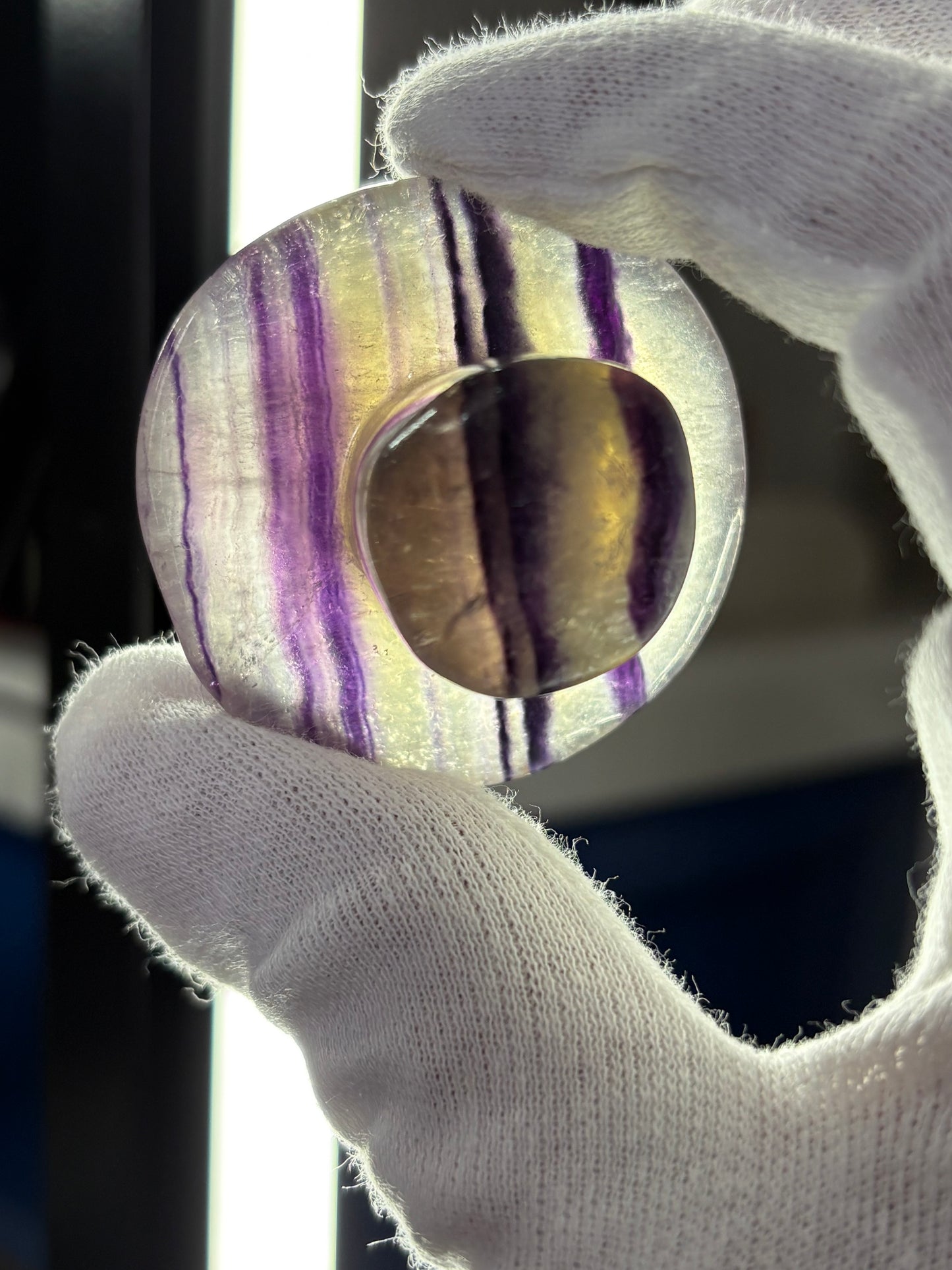 Purple Yellow Fluorite Crystal Gemstone Mushroom Carving (1)