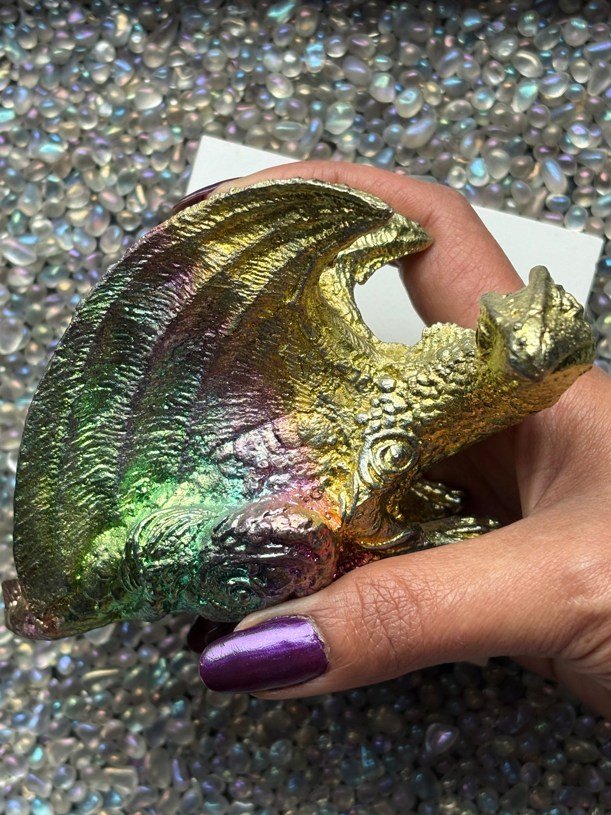 Rainbow Bismuth Dragon Crystal Metal Art Sculpture