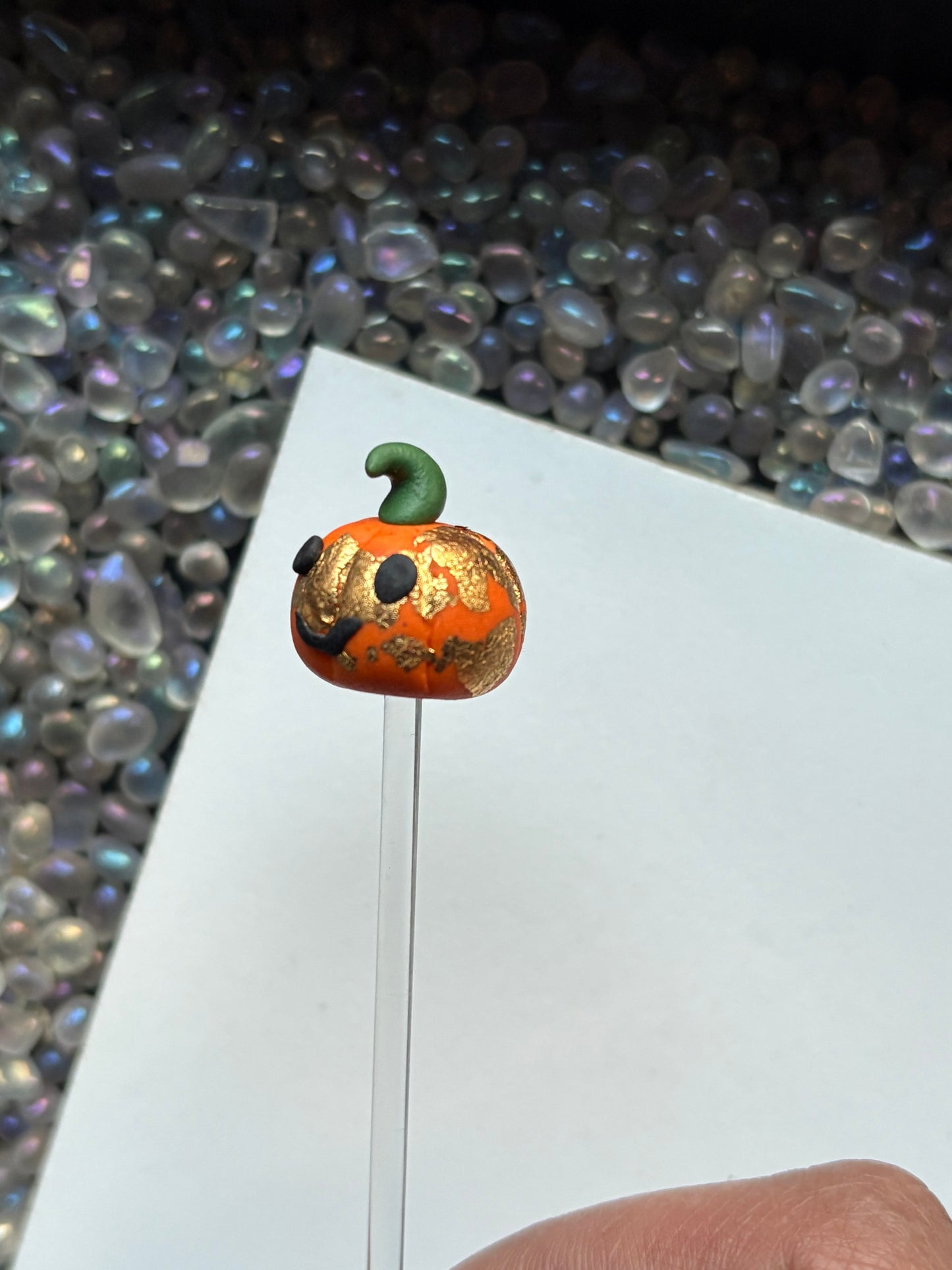 Gold Leaf Pumpkin Clay Art Plant Pot Buddy