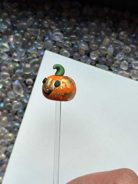 Gold Leaf Pumpkin Clay Art Plant Pot Buddy