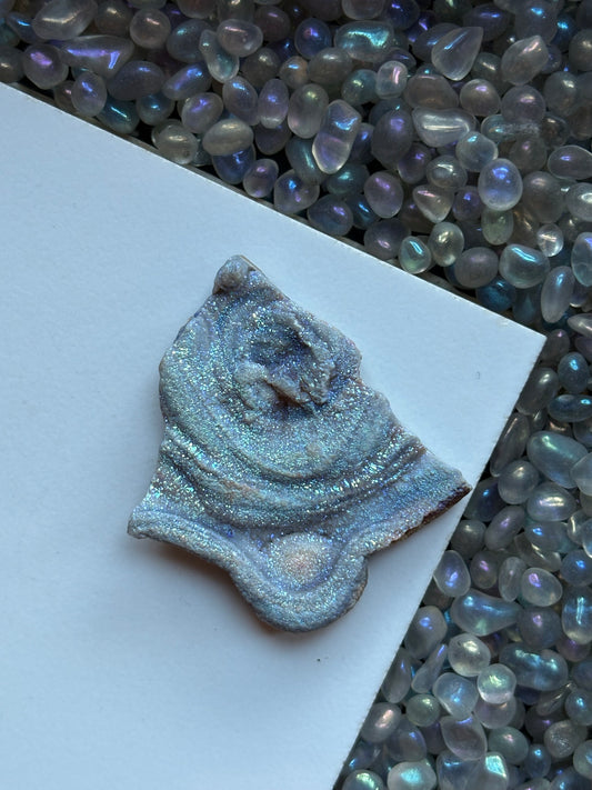 Blue Aura Druzy Chalcedony Crystal Gemstone Galaxy Slice (2)