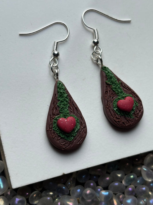Enchanted Forest Red Glitter Heart Silver Earrings (2)