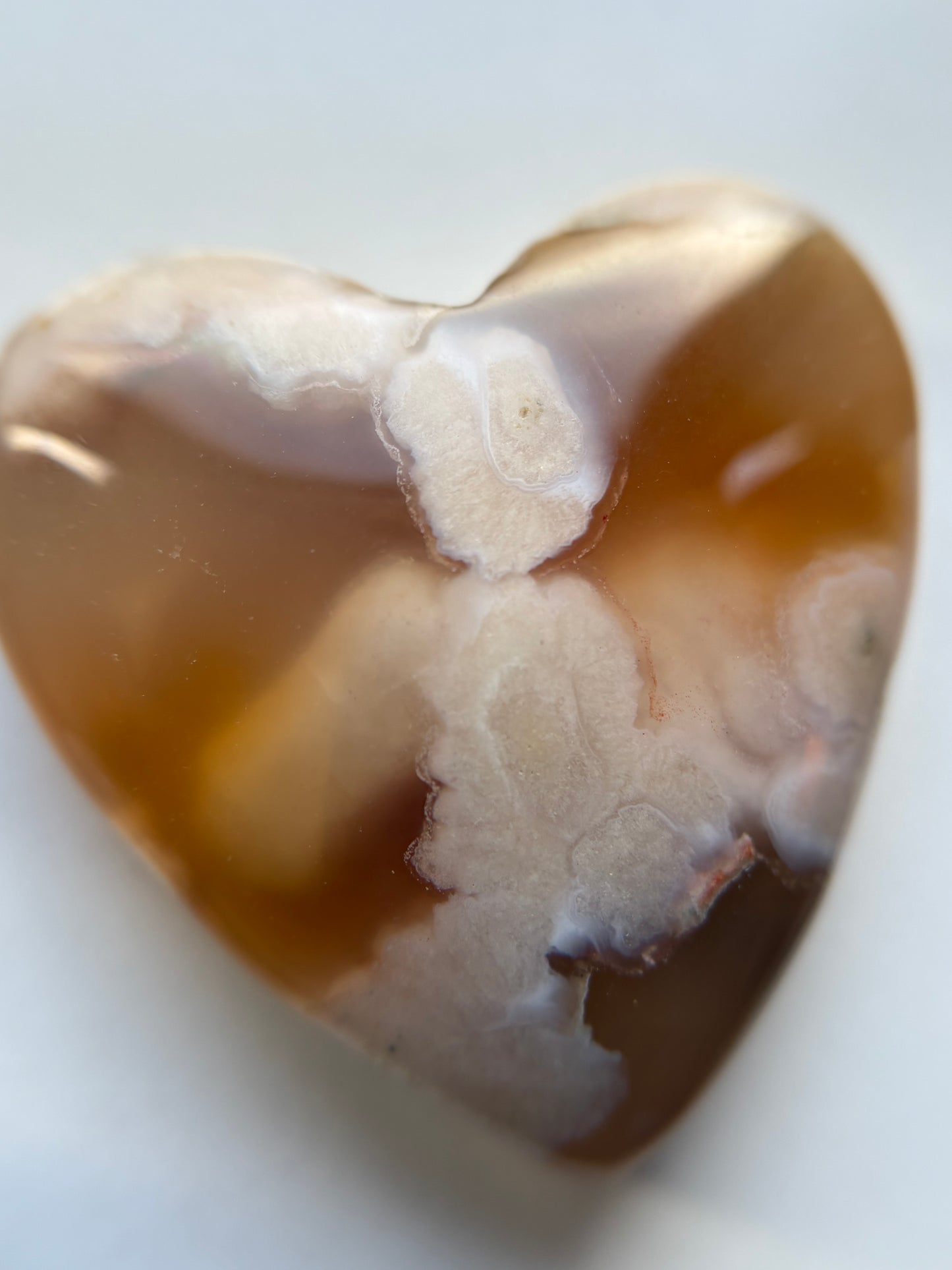 Flower Cherry Blossom Agate Gemstone Crystal Set - Mini Mushroom Tumbled Stone & Heart