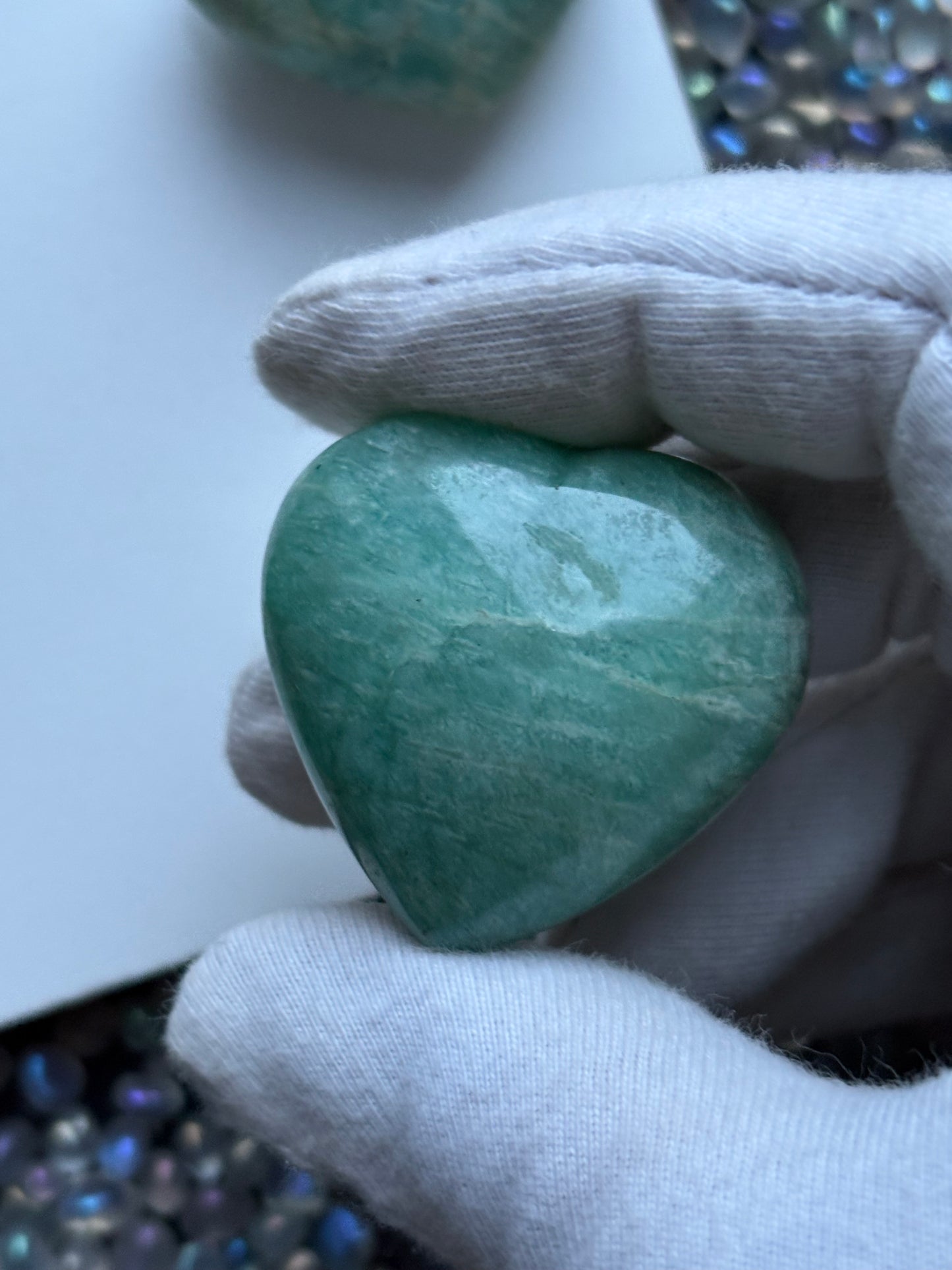 Amazonite Crystal Gemstone Puffy Heart Carving (B)
