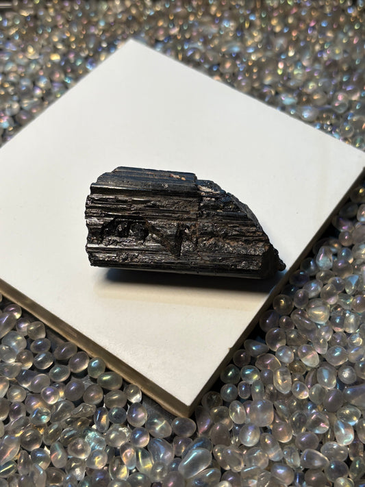 Black Tourmaline Rough Gemstone Crystal Specimen (B)