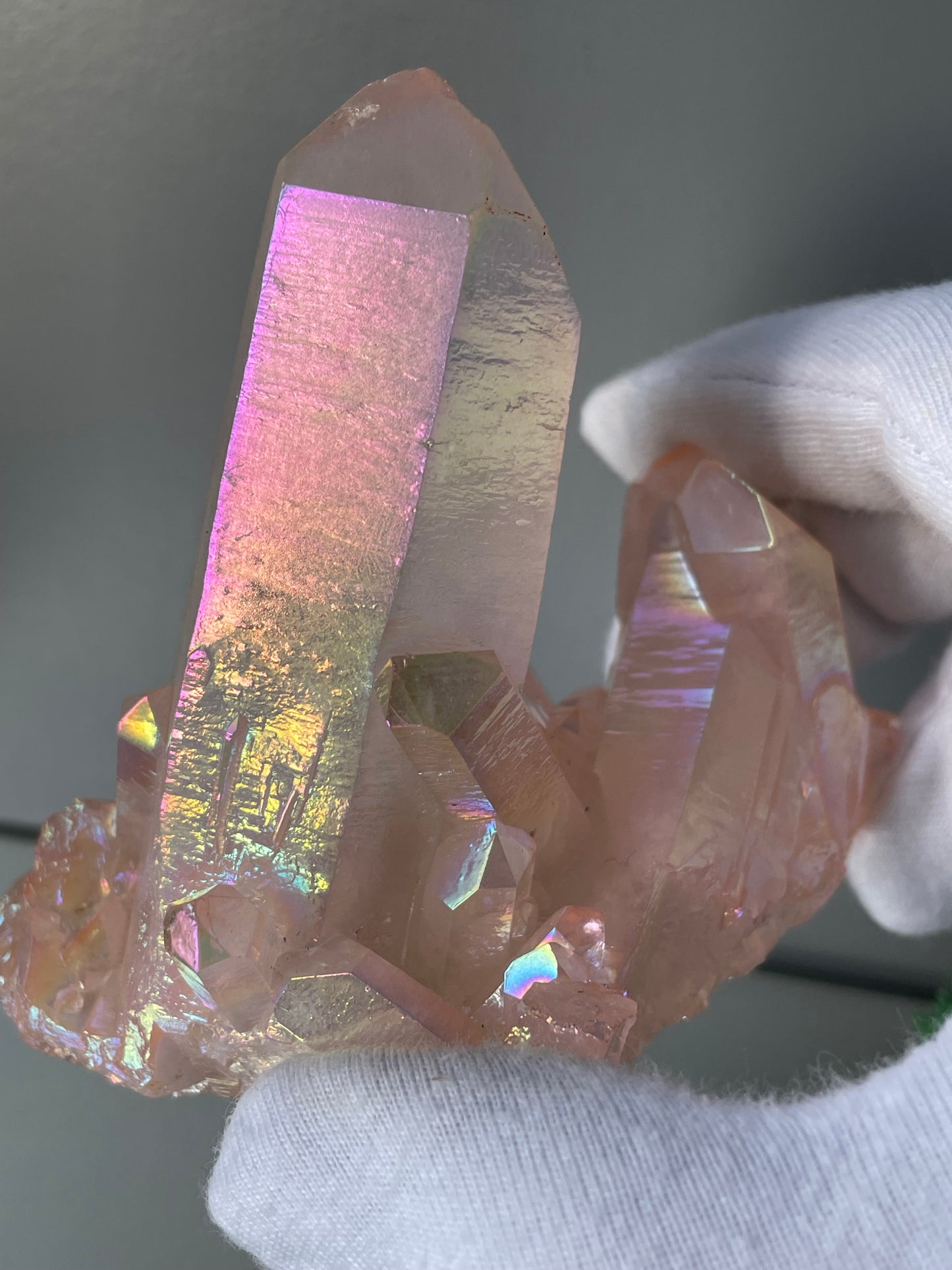 Rose Pink Aura Quartz Crystal Gemstone Cluster - Large