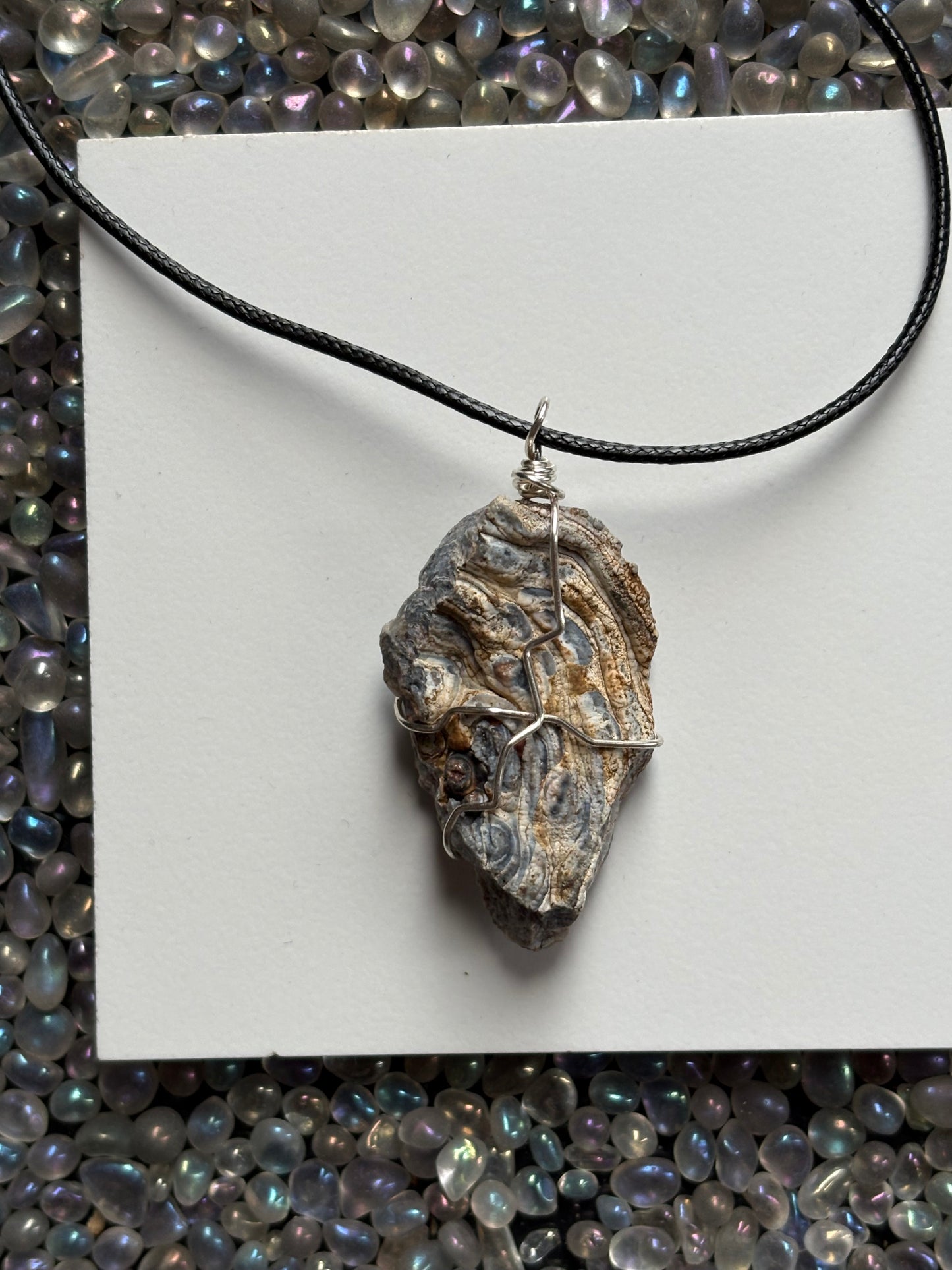 Aura Druzy Chalcedony Crystal Gemstone - Galaxy Slice - Necklace (2)