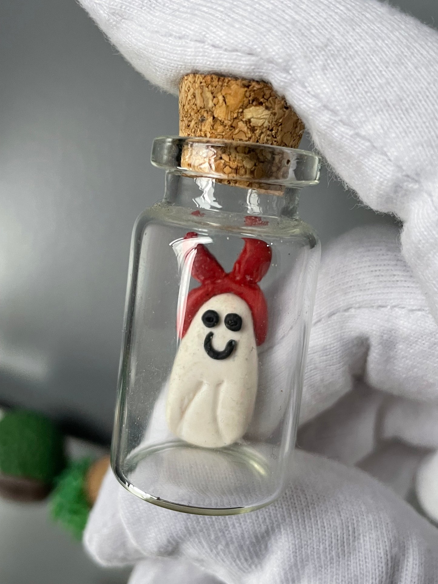 Devilish Witchy Ghost In Clay Glass Vial Art