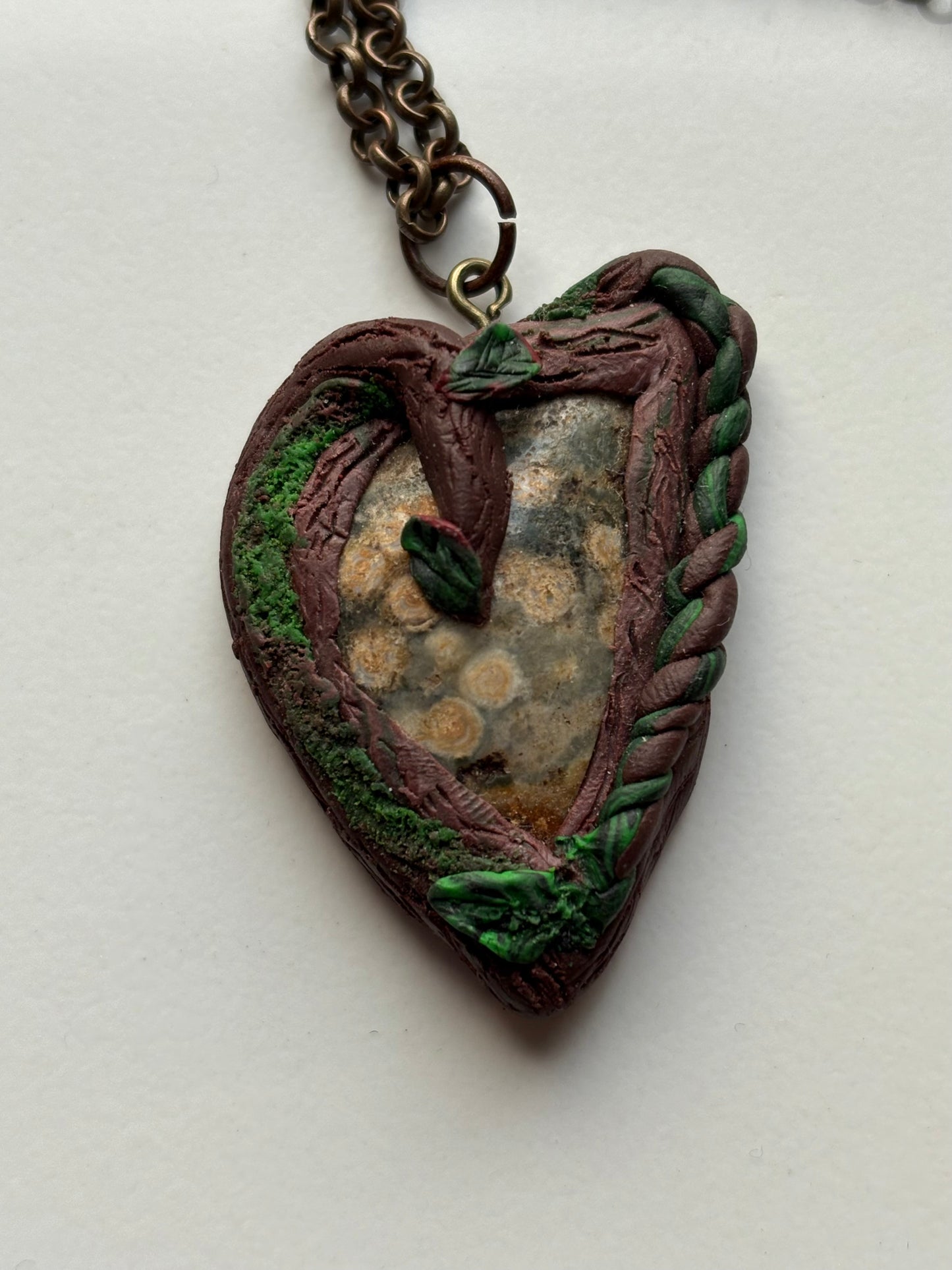 Ocean Jasper Gemstone Crystal Enchanted Forest Necklace (1)