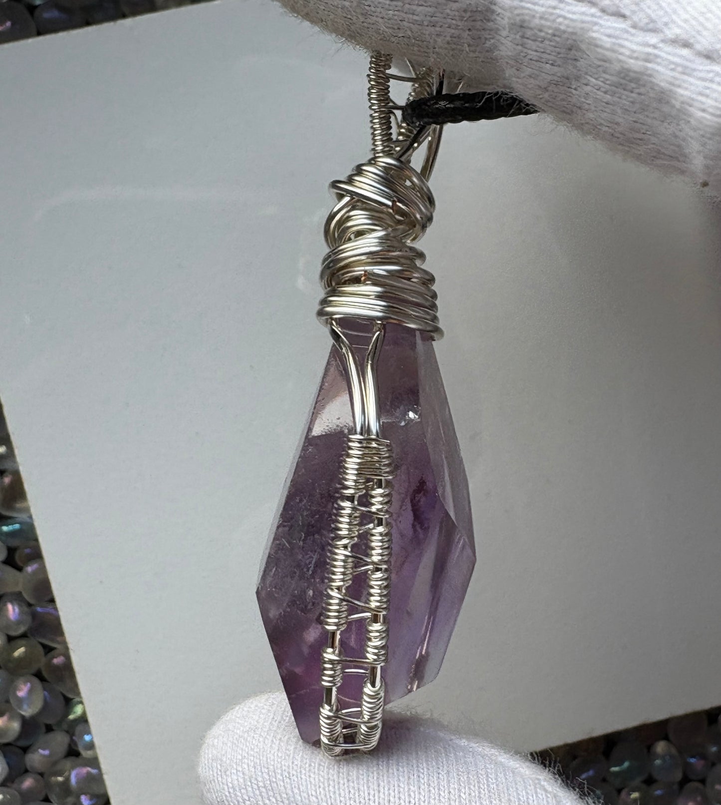 Ametrine Faceted Freeform Crystal Gemstone Silver Necklace (1)