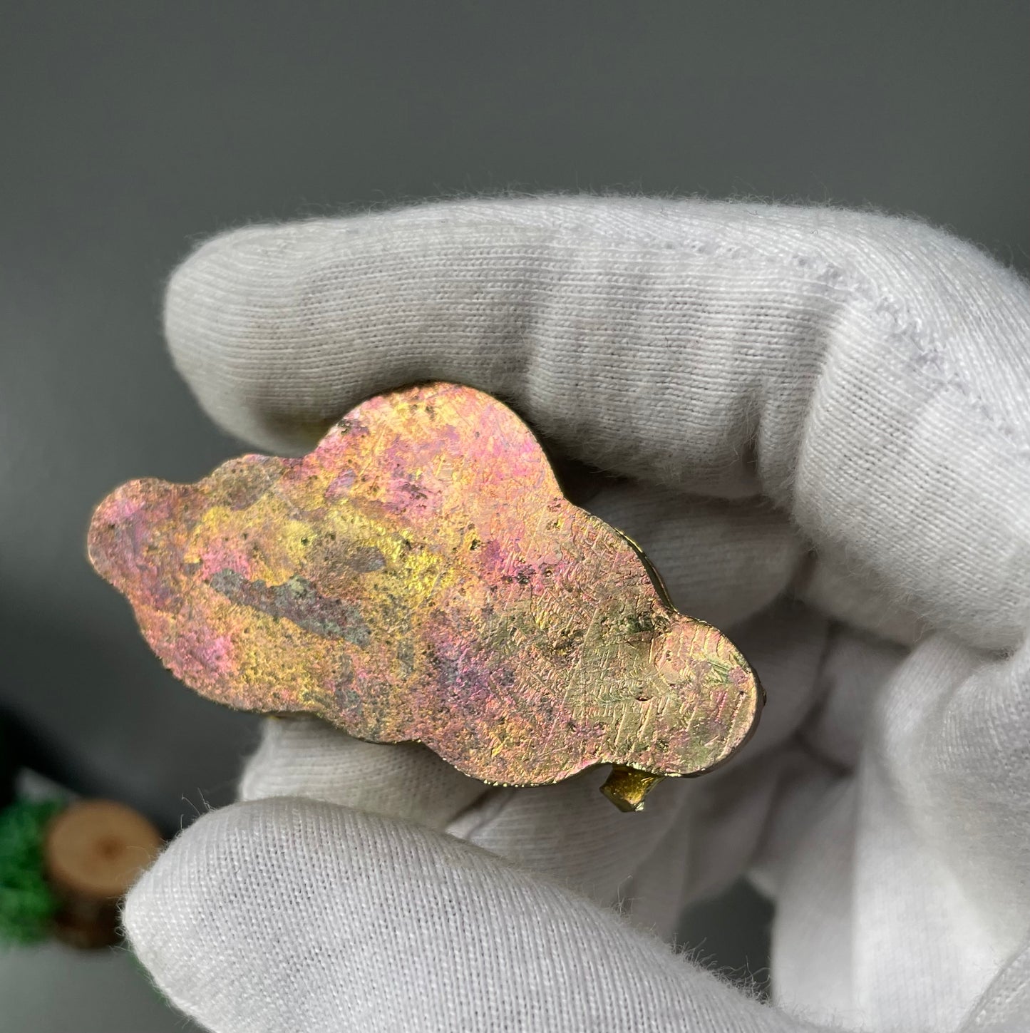 Gold Bismuth Crystal Cloud Cut Out Metal Art