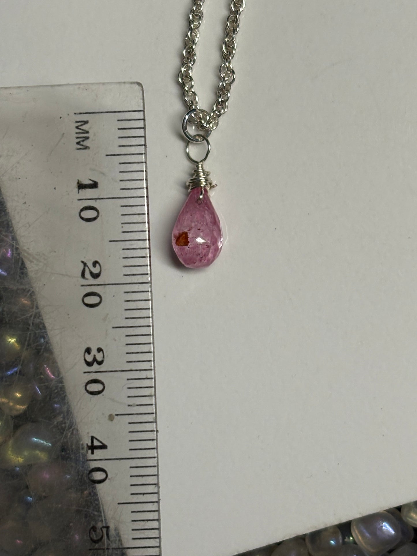 Pink Topaz Briolette Cut Drop Crystal Gemstone Silver Necklace (Certified) (2)