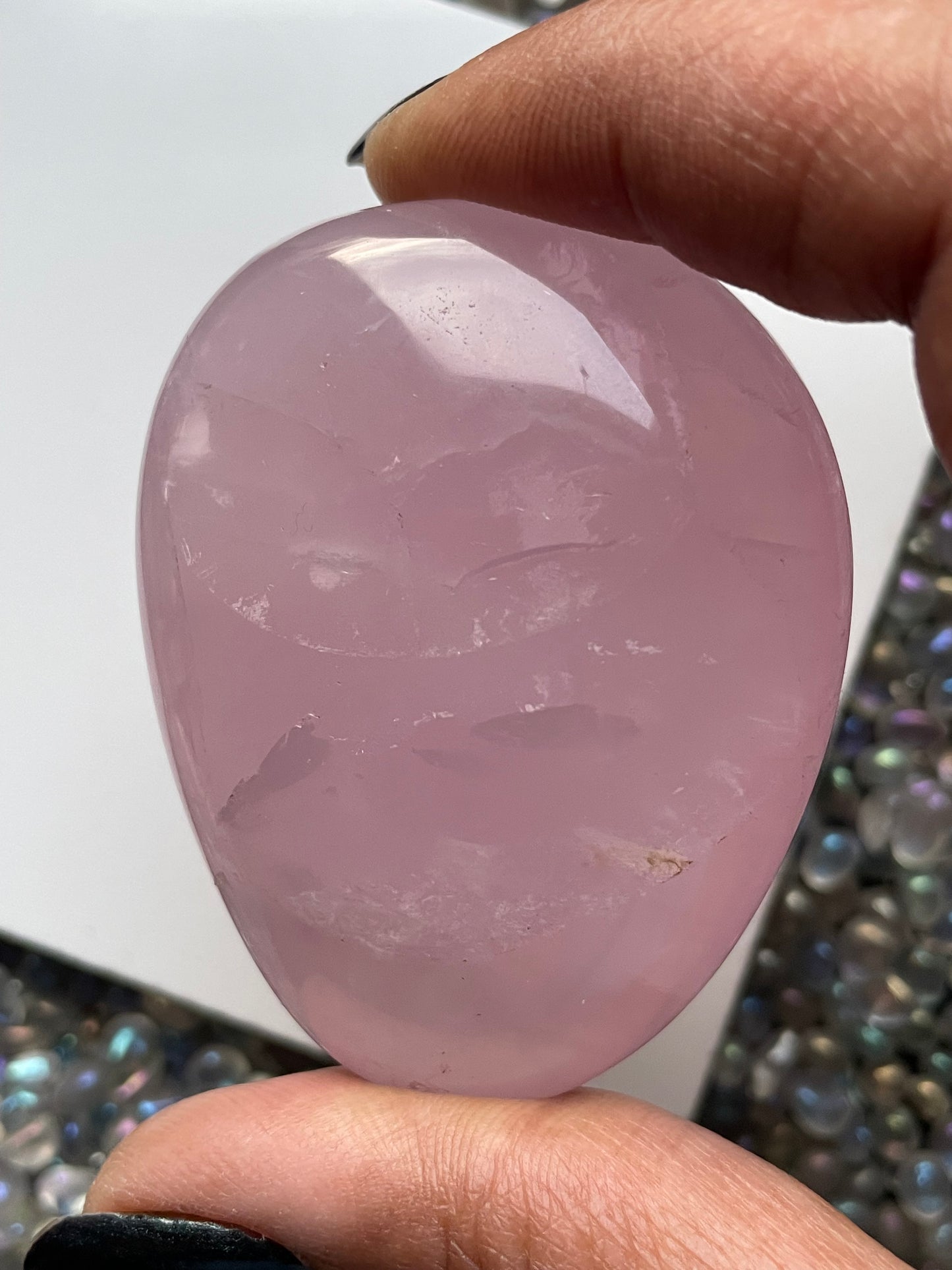 Star Rose Quartz Crystal Gemstone - Palm Stone - (2)