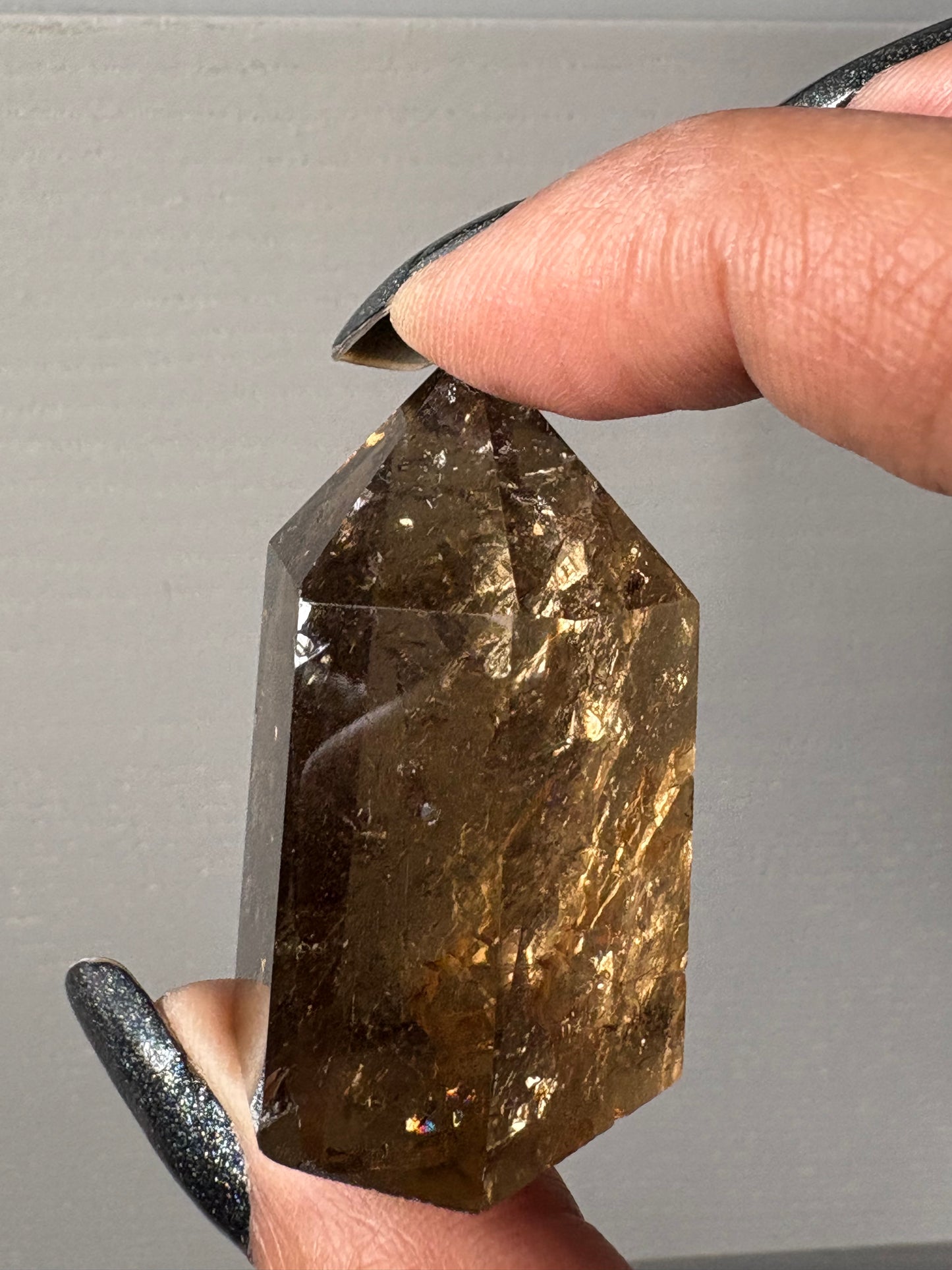 Smoky Citrine Quartz Crystal Gemstone Tower Point (S)