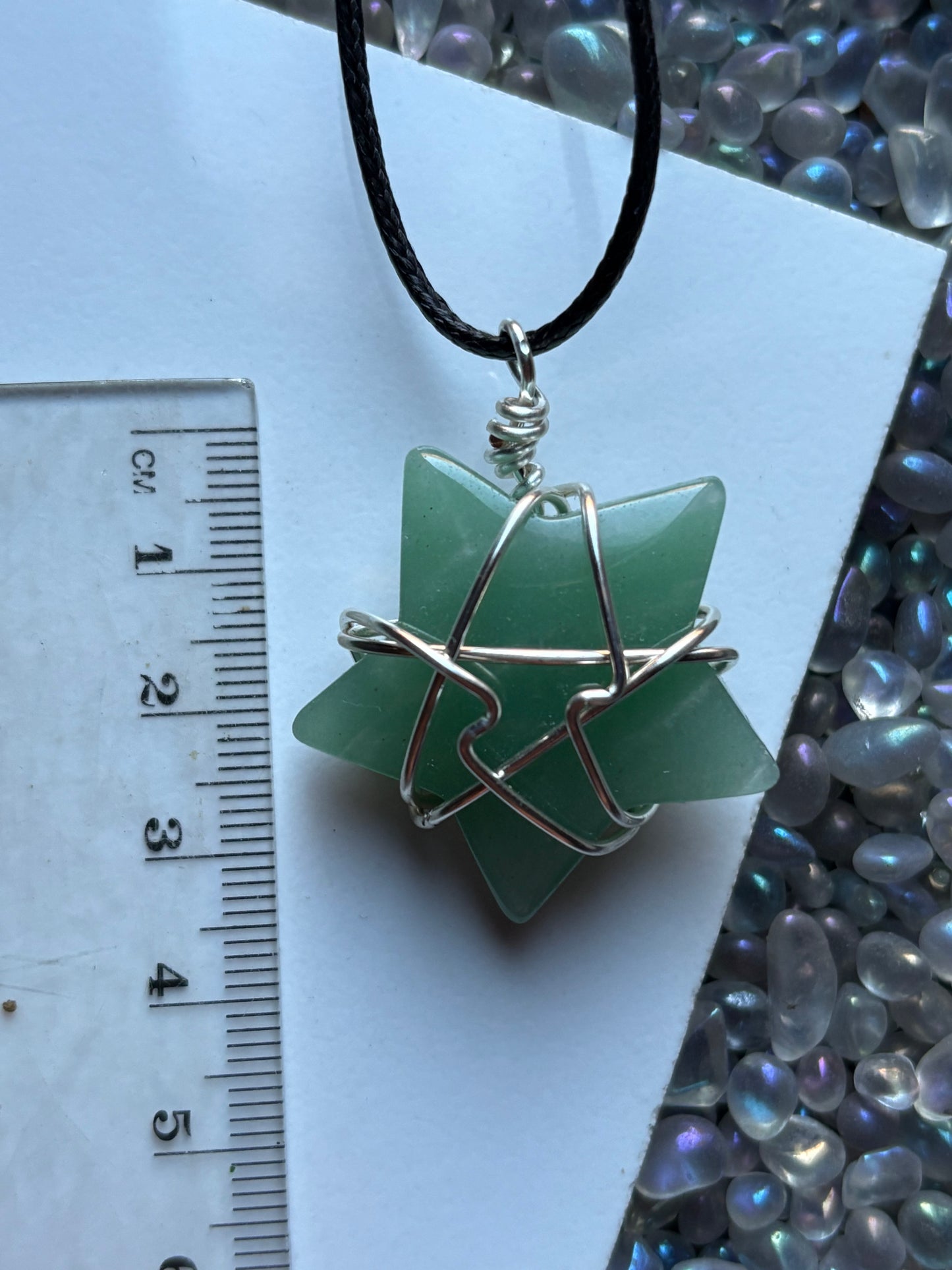 Green Aventurine Crystal Gemstone Star Wire Necklace & Moon Gift Set