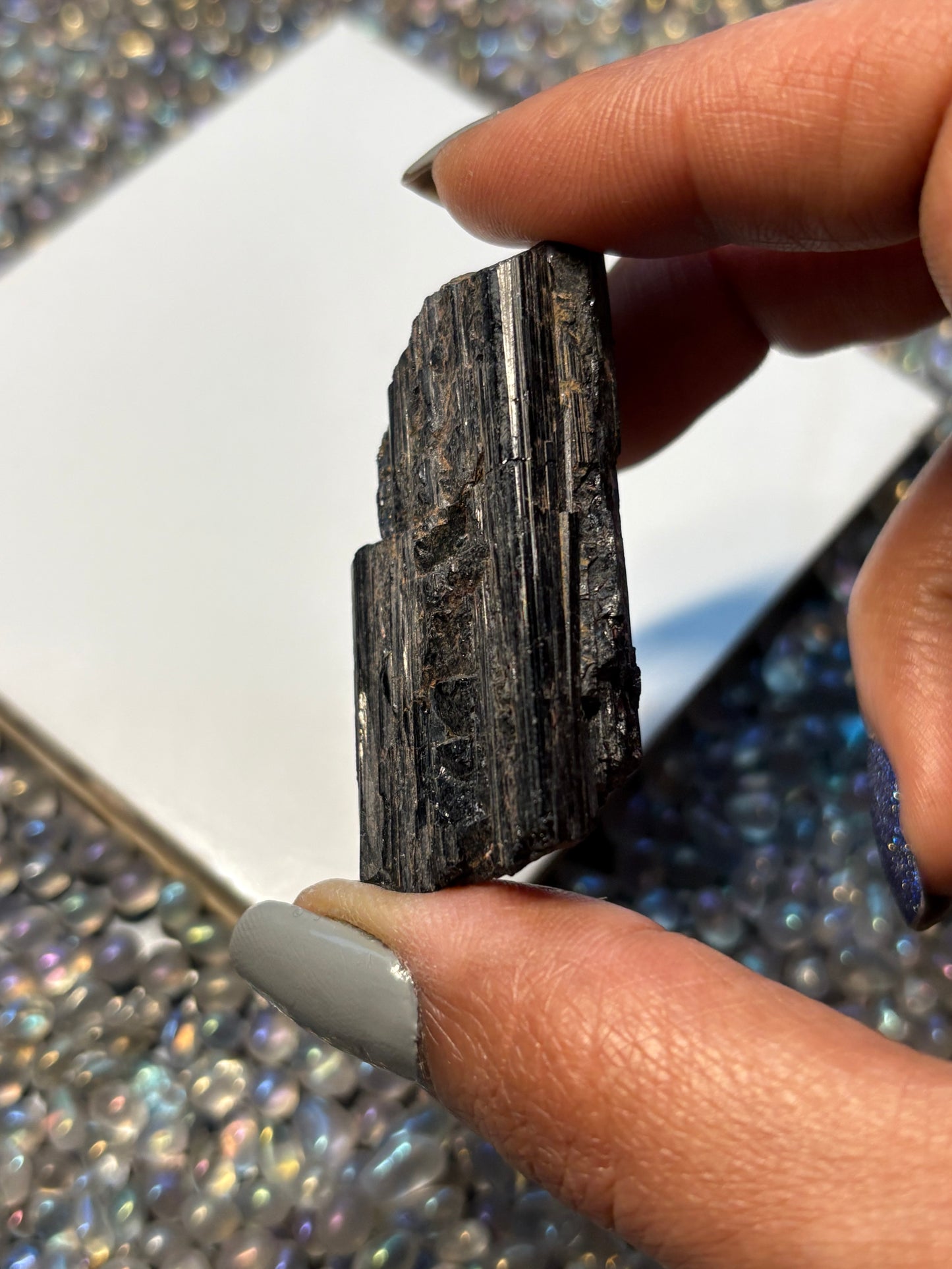 Black Tourmaline Rough Gemstone Crystal Specimen (B)