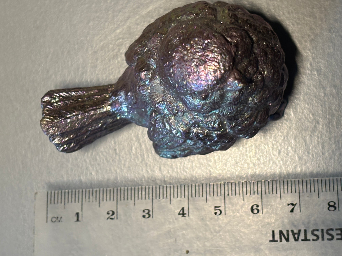 Purple Bismuth Crystal Wren Song Bird Metal Art Sculpture