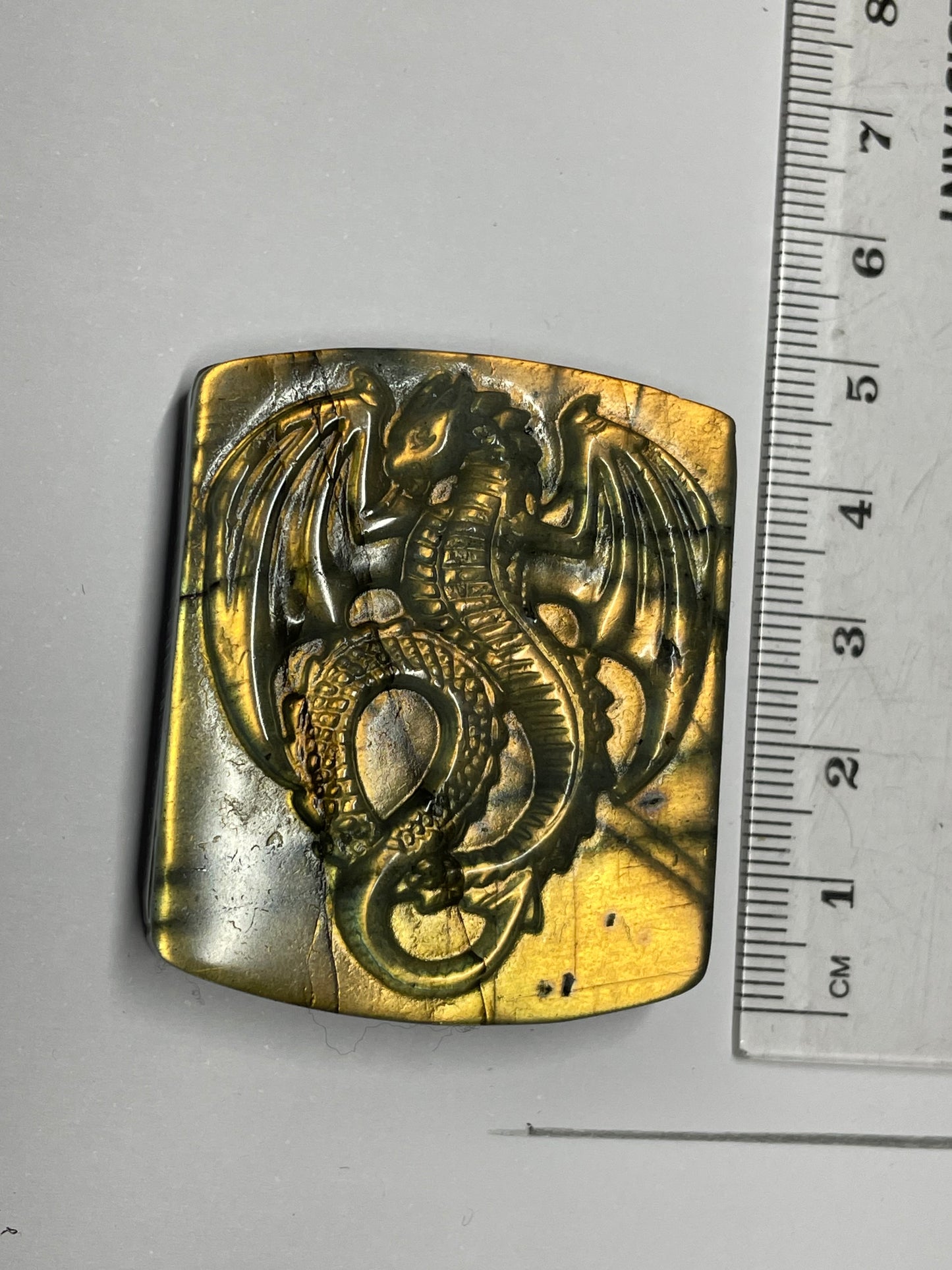 Labradorite Crystal Gemstone Flat Dragon Carving (1)