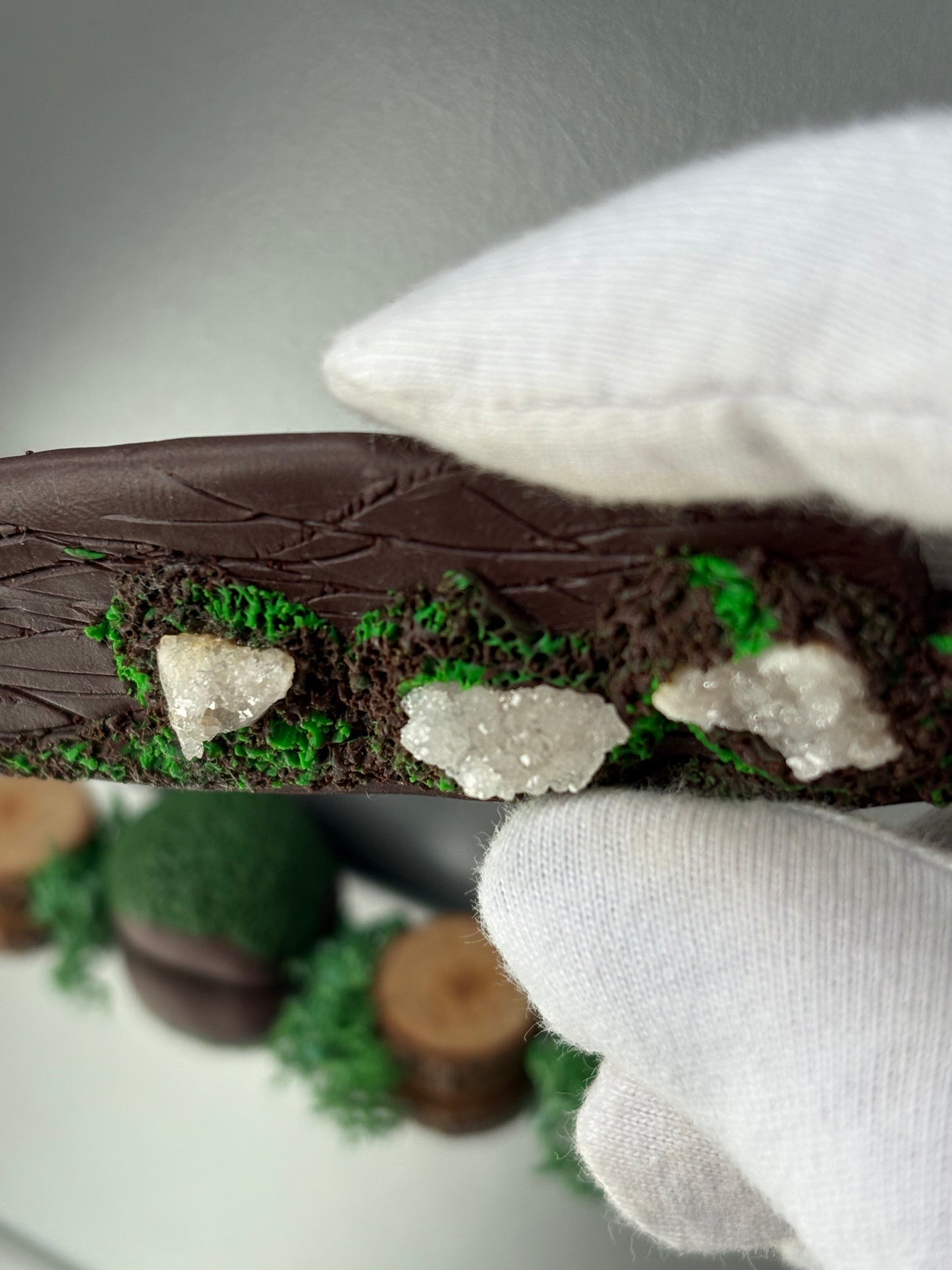 Druzy Quartz Crystal Gemstone Enchanted Forest Wooden Clay Knife