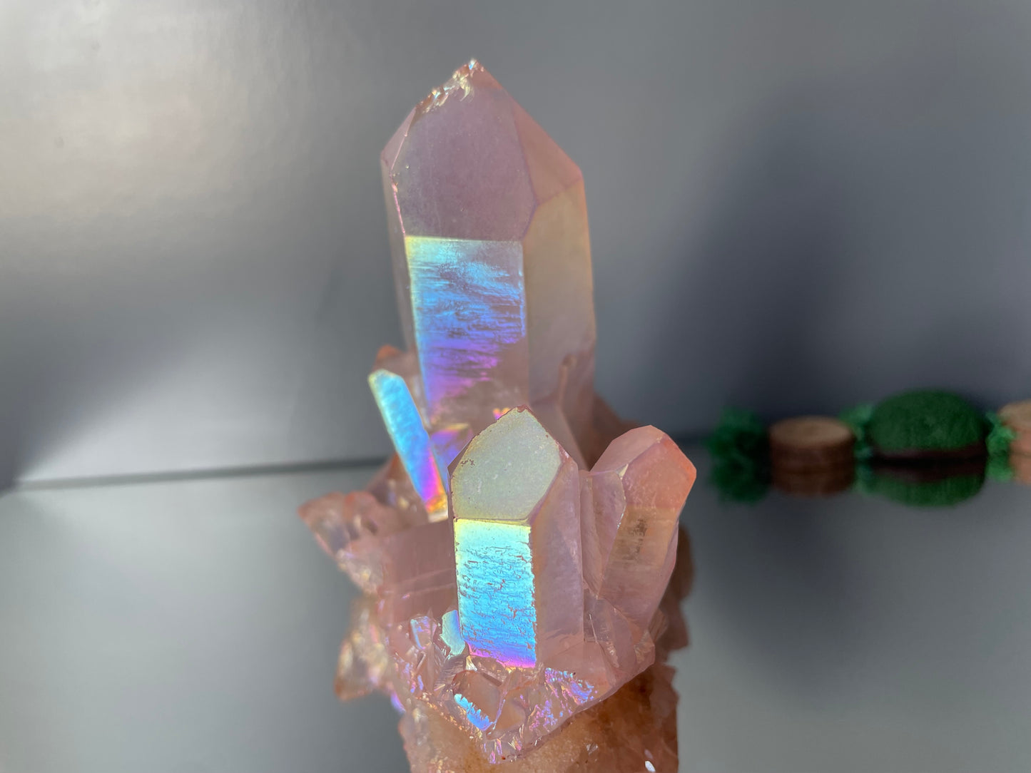 Rose Pink Aura Quartz Crystal Gemstone Cluster - Large