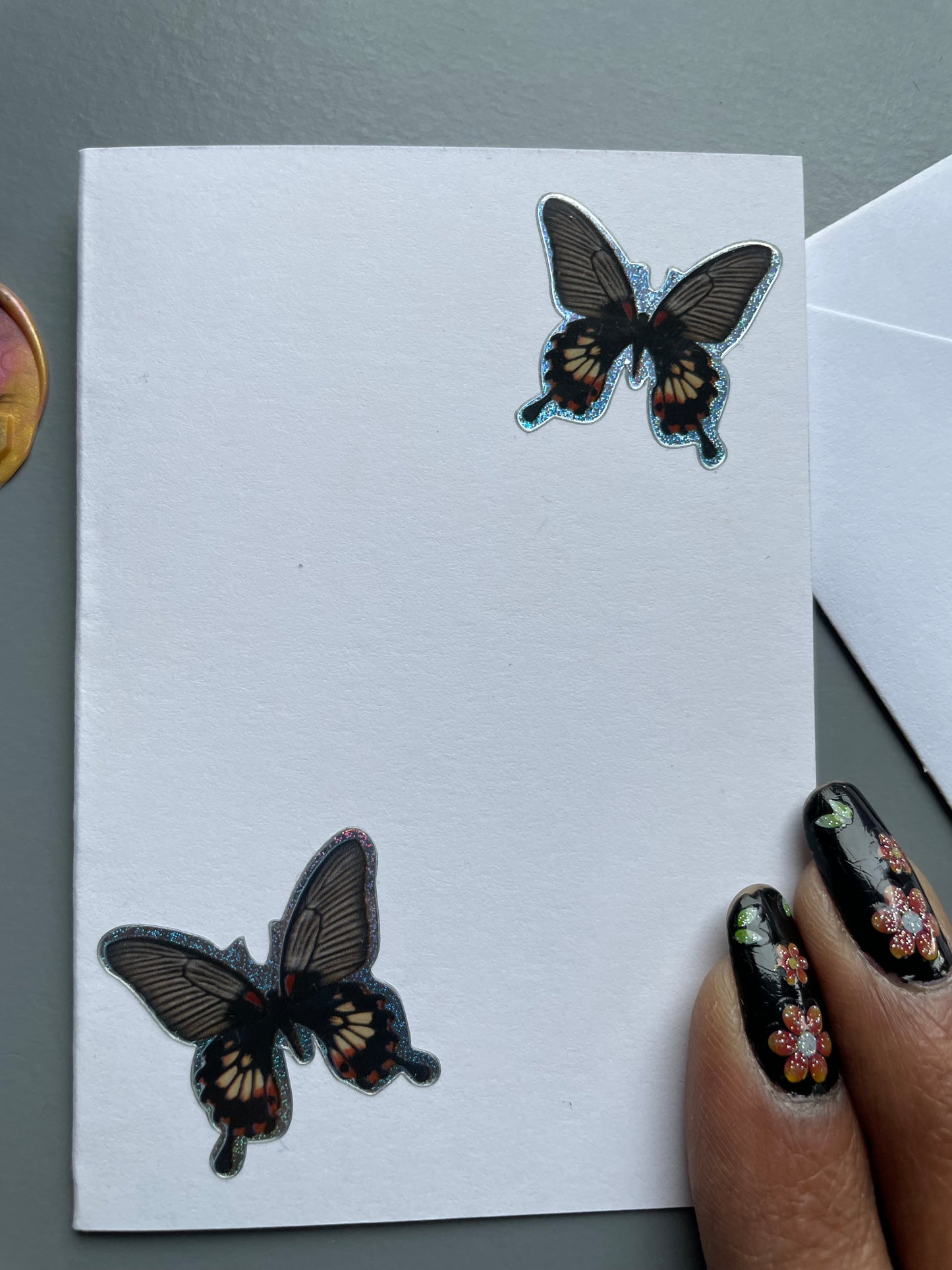 Butterfly Card & Gemstone Crystal Tumbled Stone Gift Set (2)