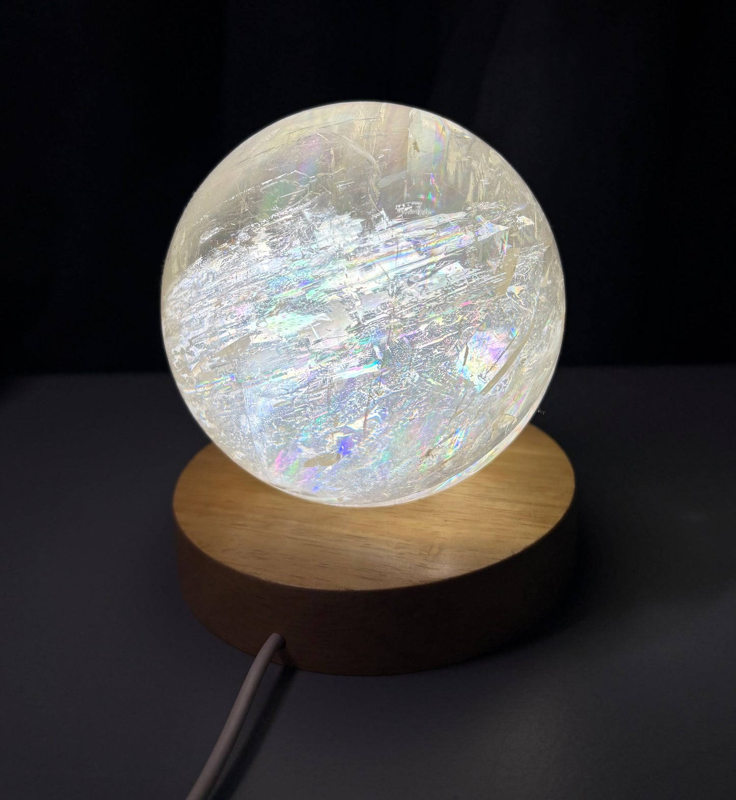 White Light USB Wood Base